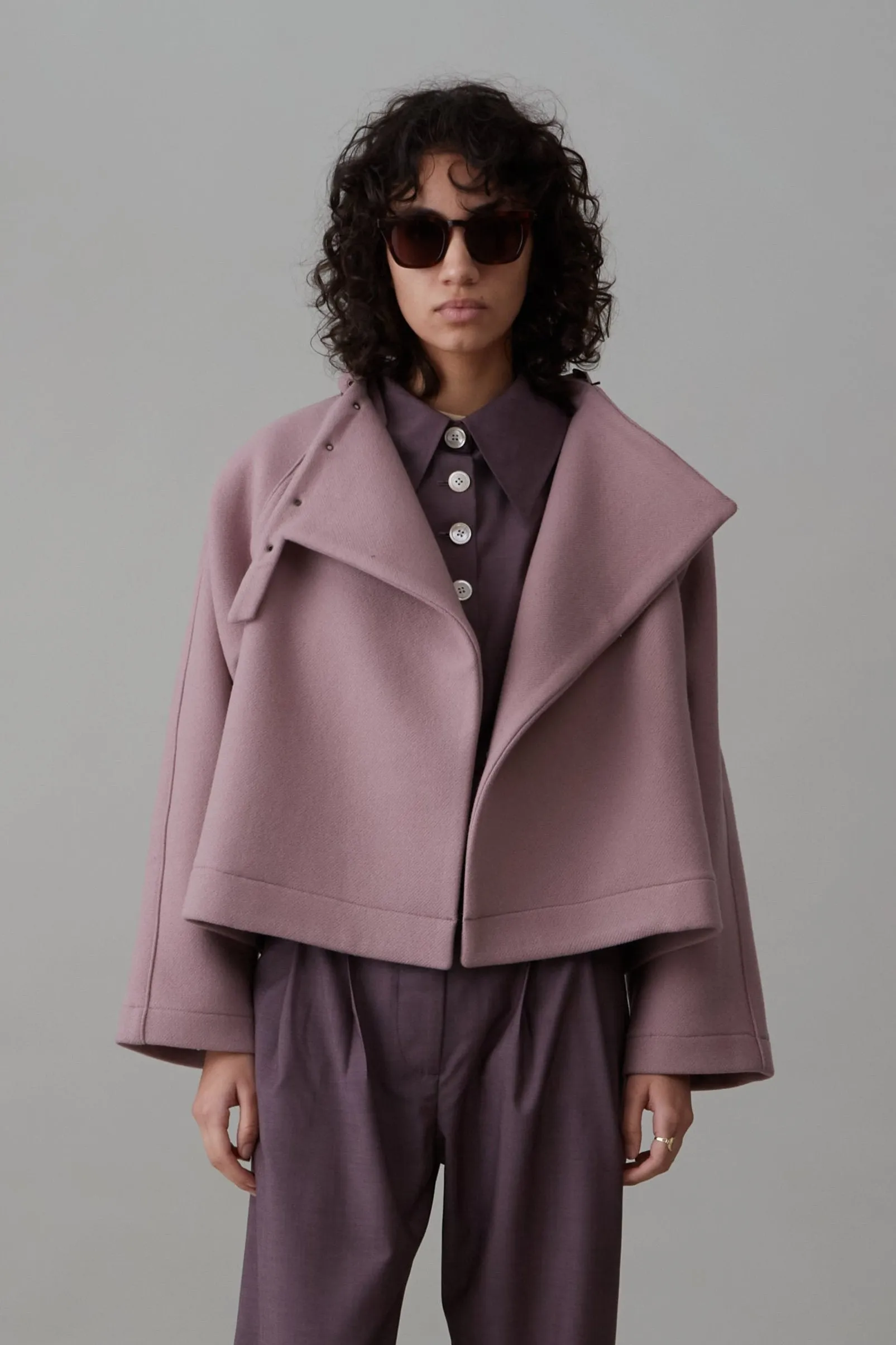 SAVANNAH JACKET | MAUVE TWILL MELTON WOOL sold by Caron Callahan
