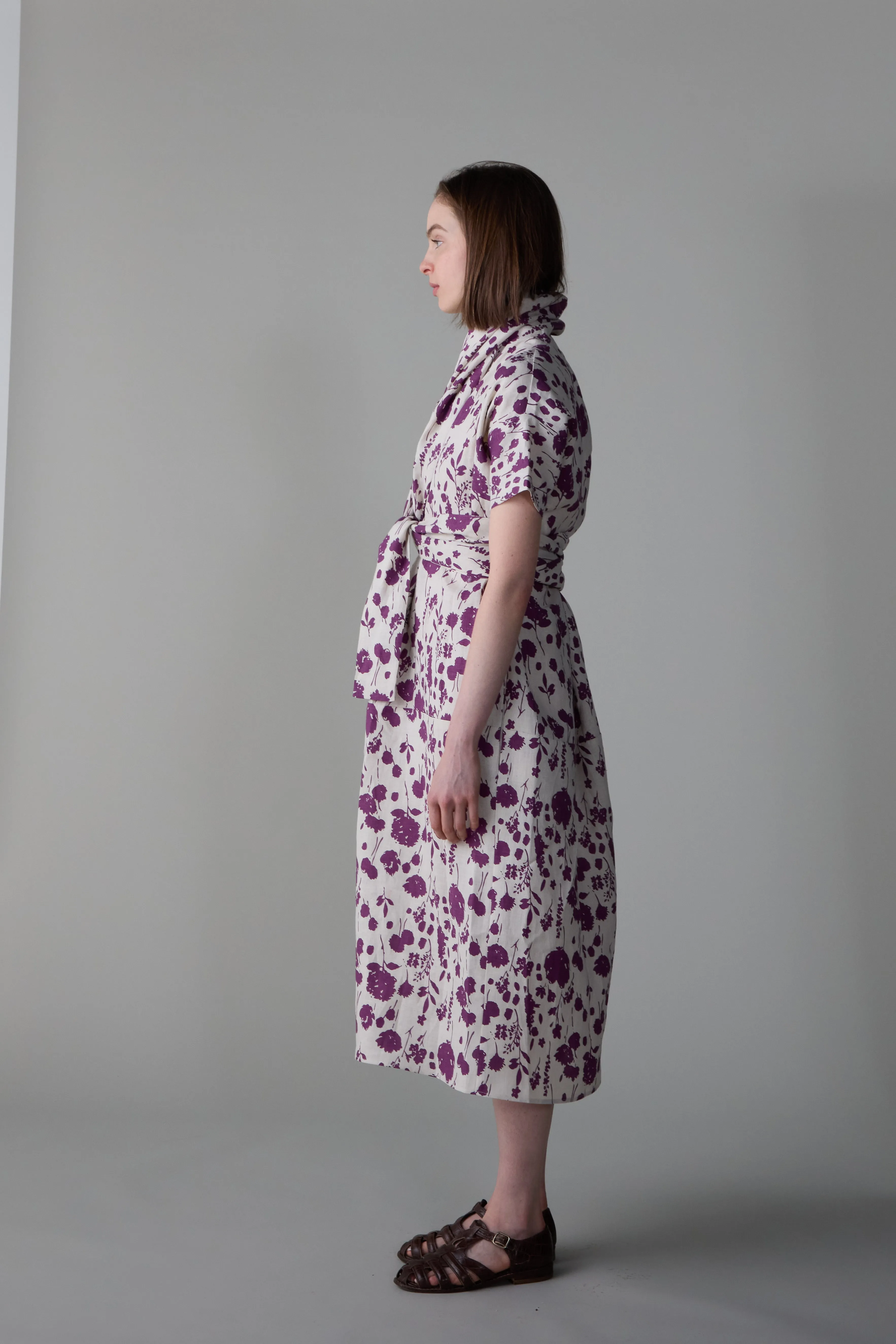 JULIEN DRESS | PLUM FLOATING FLORAL LINEN sold by Caron Callahan product image thumbnail 2