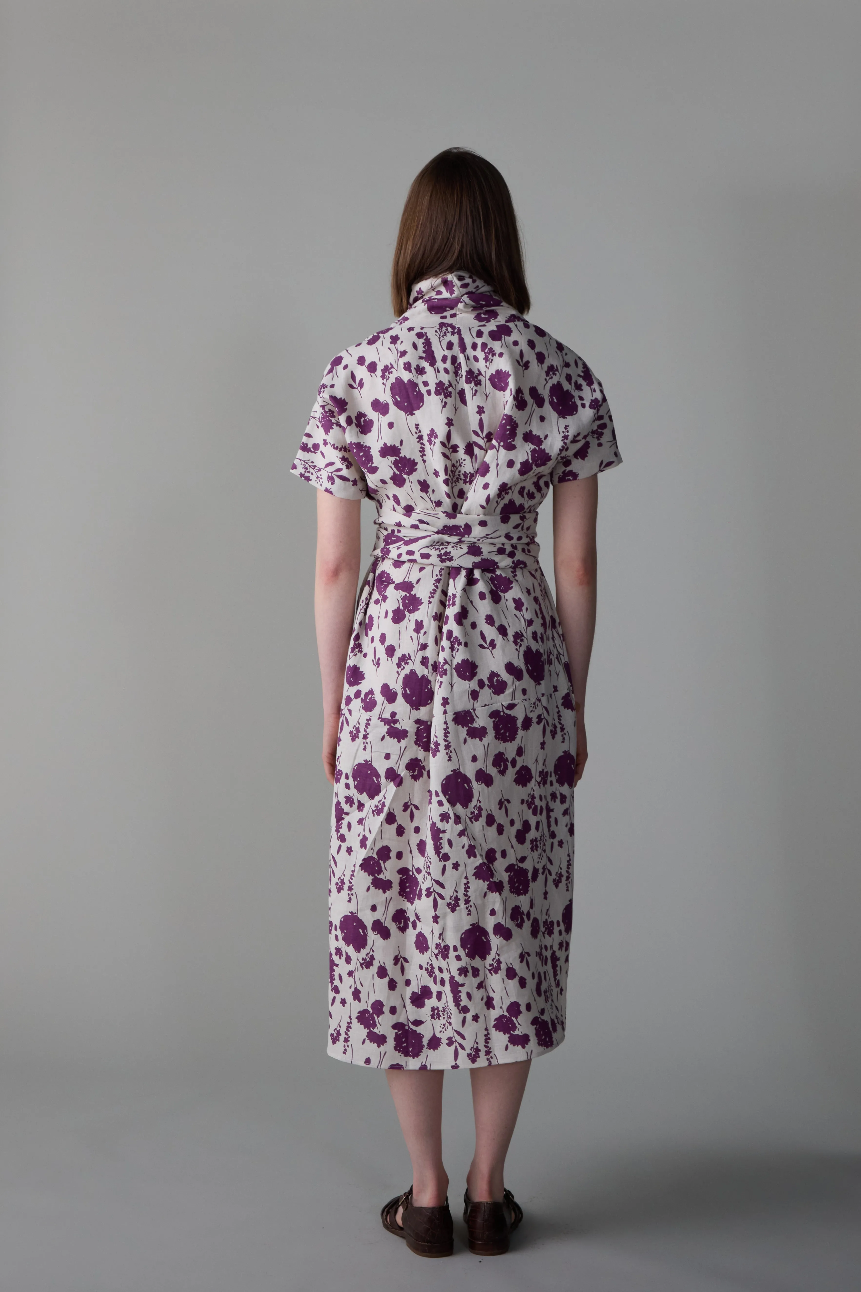 JULIEN DRESS | PLUM FLOATING FLORAL LINEN sold by Caron Callahan product image thumbnail 3