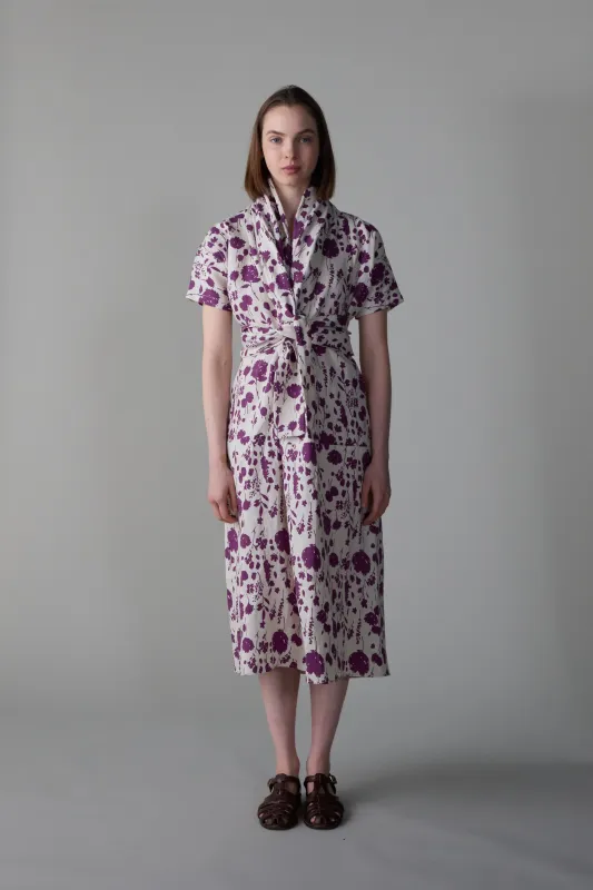JULIEN DRESS | PLUM FLOATING FLORAL LINEN sold by Caron Callahan