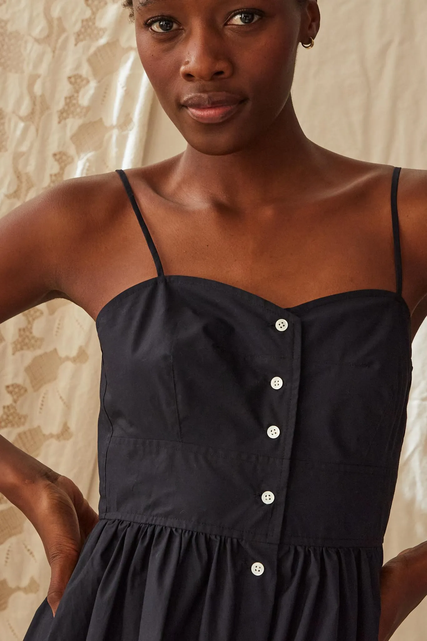 LYDIA DRESS | BLACK POPLIN sold by Caron Callahan product image thumbnail 3