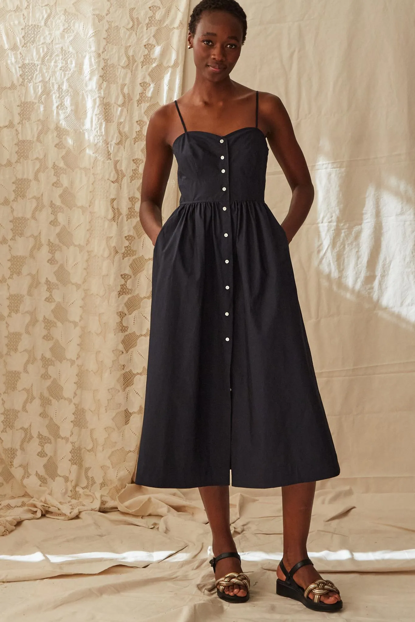 LYDIA DRESS | BLACK POPLIN sold by Caron Callahan product image thumbnail 5