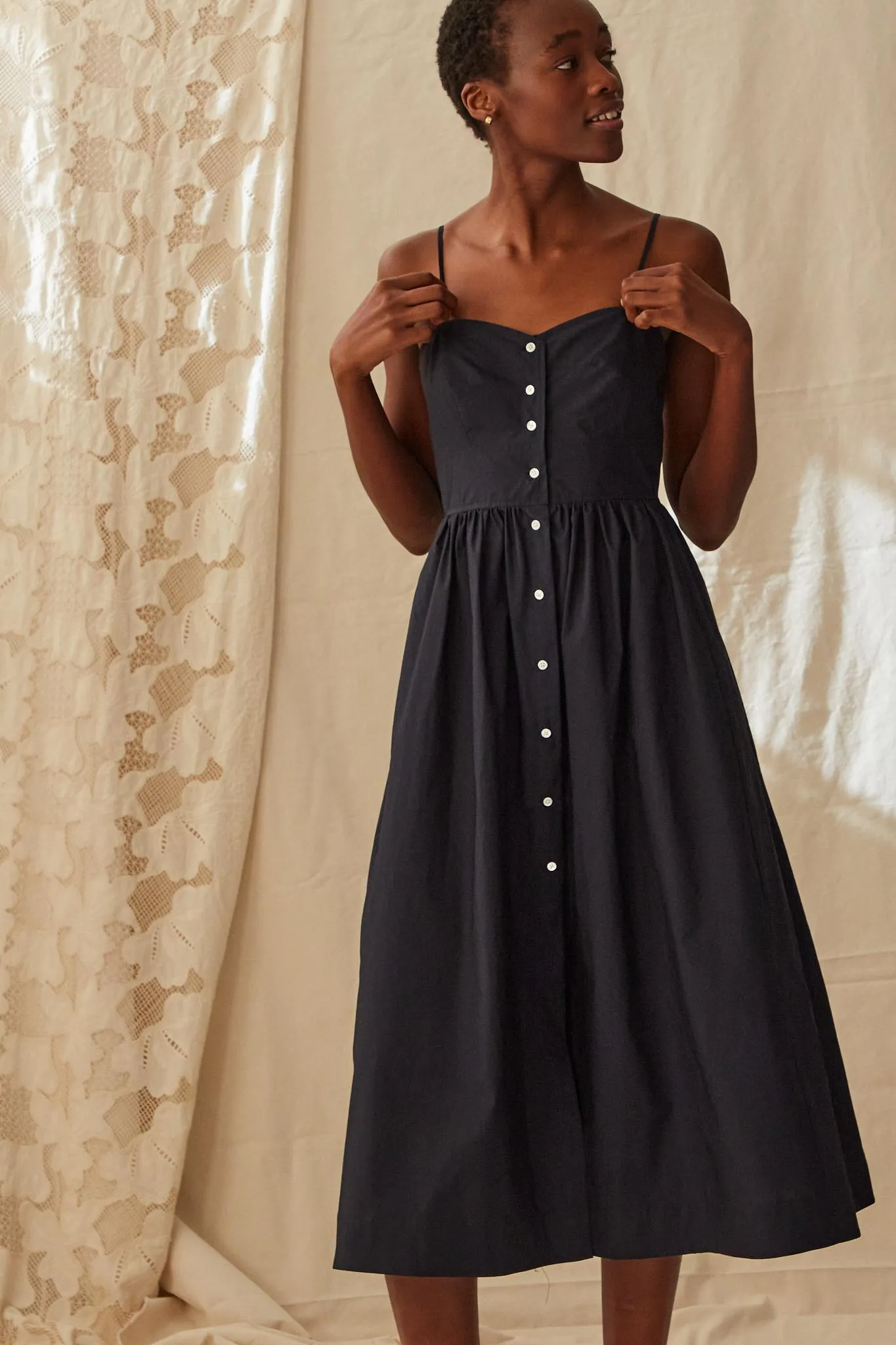 LYDIA DRESS | BLACK POPLIN sold by Caron Callahan product image thumbnail 4