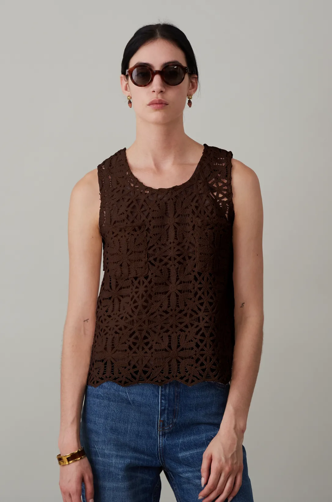 LIZ TANK | CHOCOLATE COTTON LACE sold by Caron Callahan product image thumbnail 3