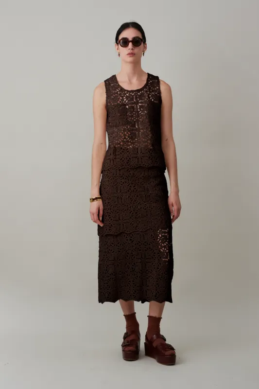 LIZ TANK | CHOCOLATE COTTON LACE made by Caron Callahan