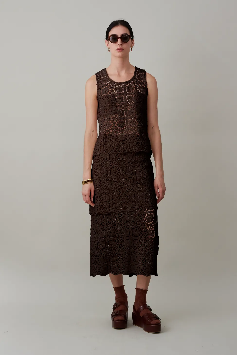 LIZ TANK | CHOCOLATE COTTON LACE sold by Caron Callahan