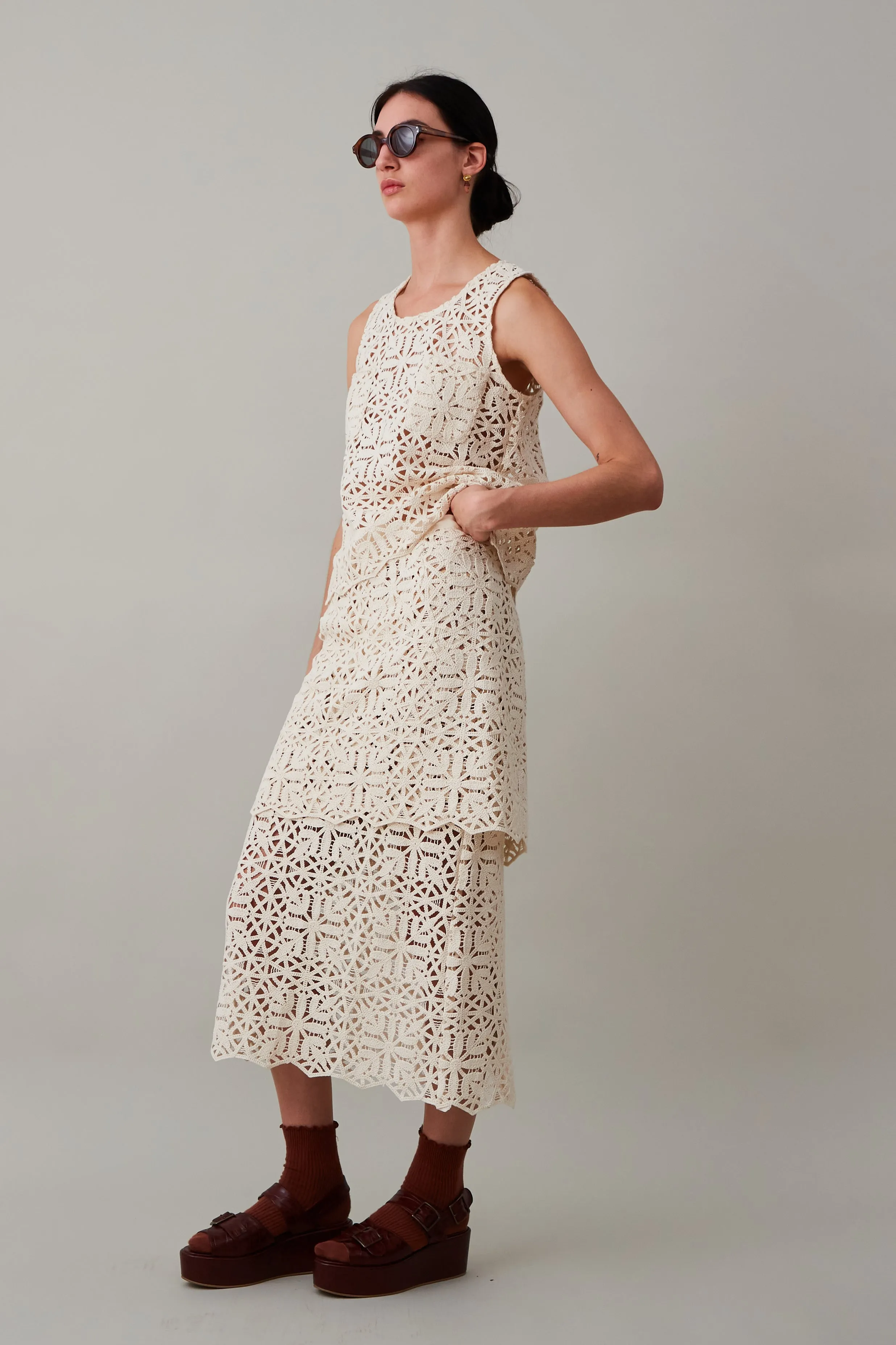 LIZ TANK | EGRET COTTON LACE sold by Caron Callahan product image thumbnail 2