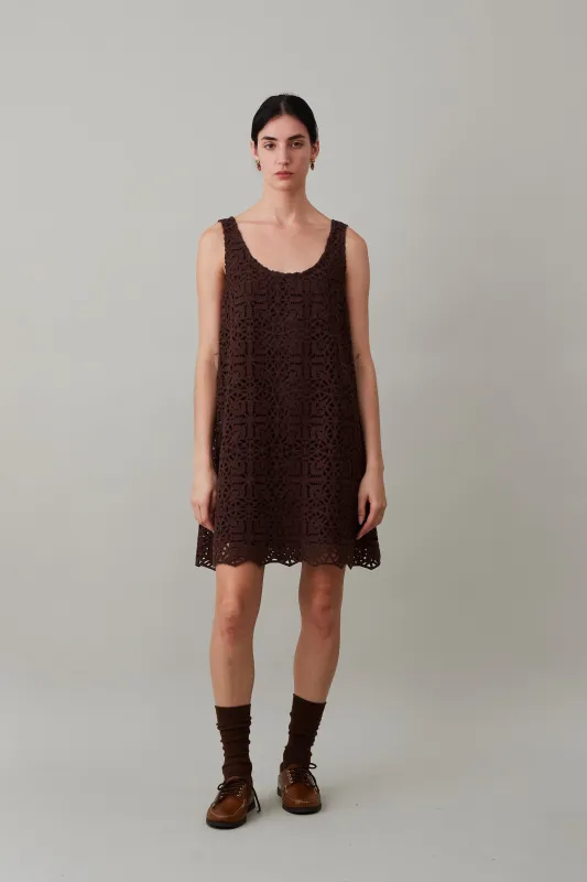 JEANINE DRESS | CHOCOLATE COTTON LACE made by Caron Callahan