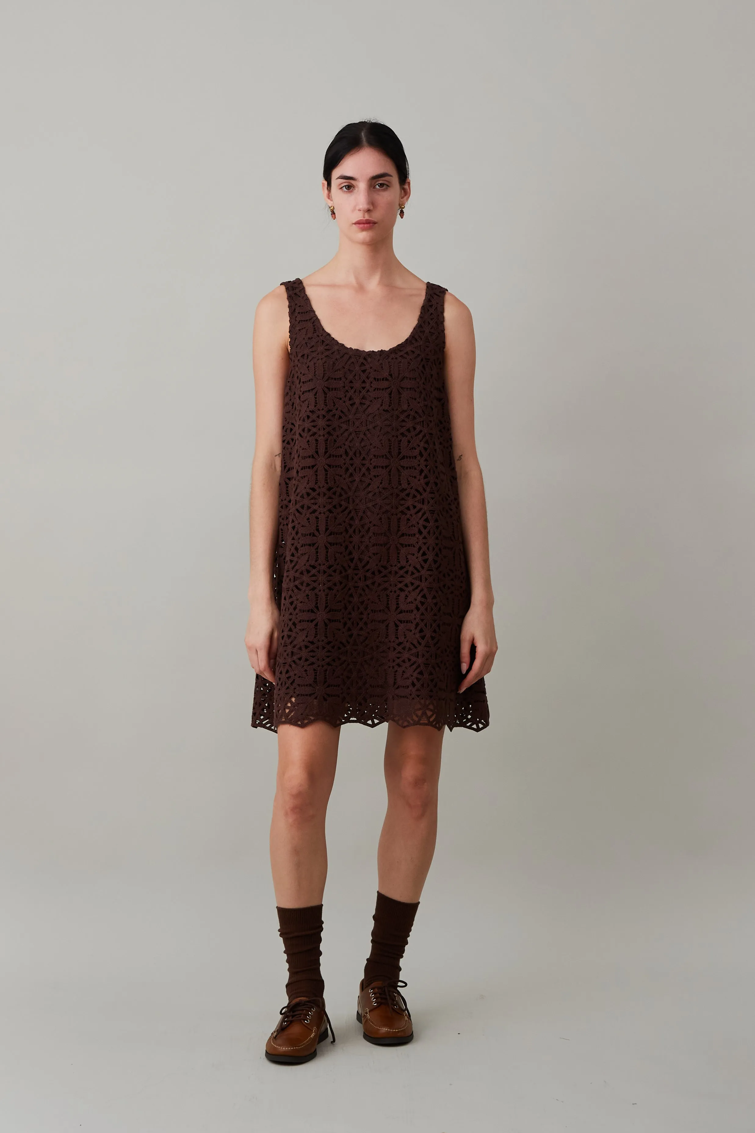 JEANINE DRESS | CHOCOLATE COTTON LACE sold by Caron Callahan