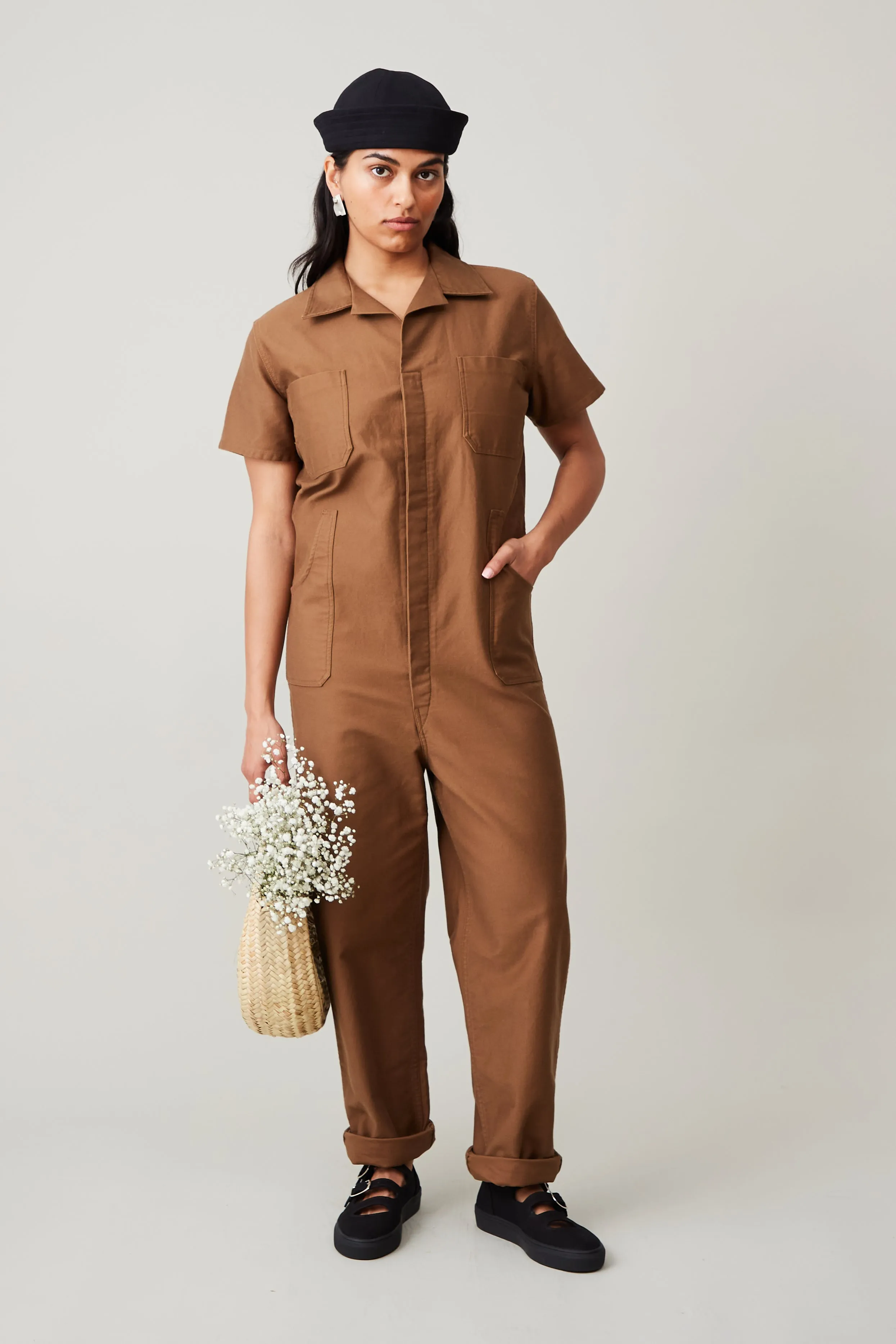 CRAWFORD JUMPSUIT | COCOA SATIN TWILL sold by Caron Callahan product image thumbnail 3