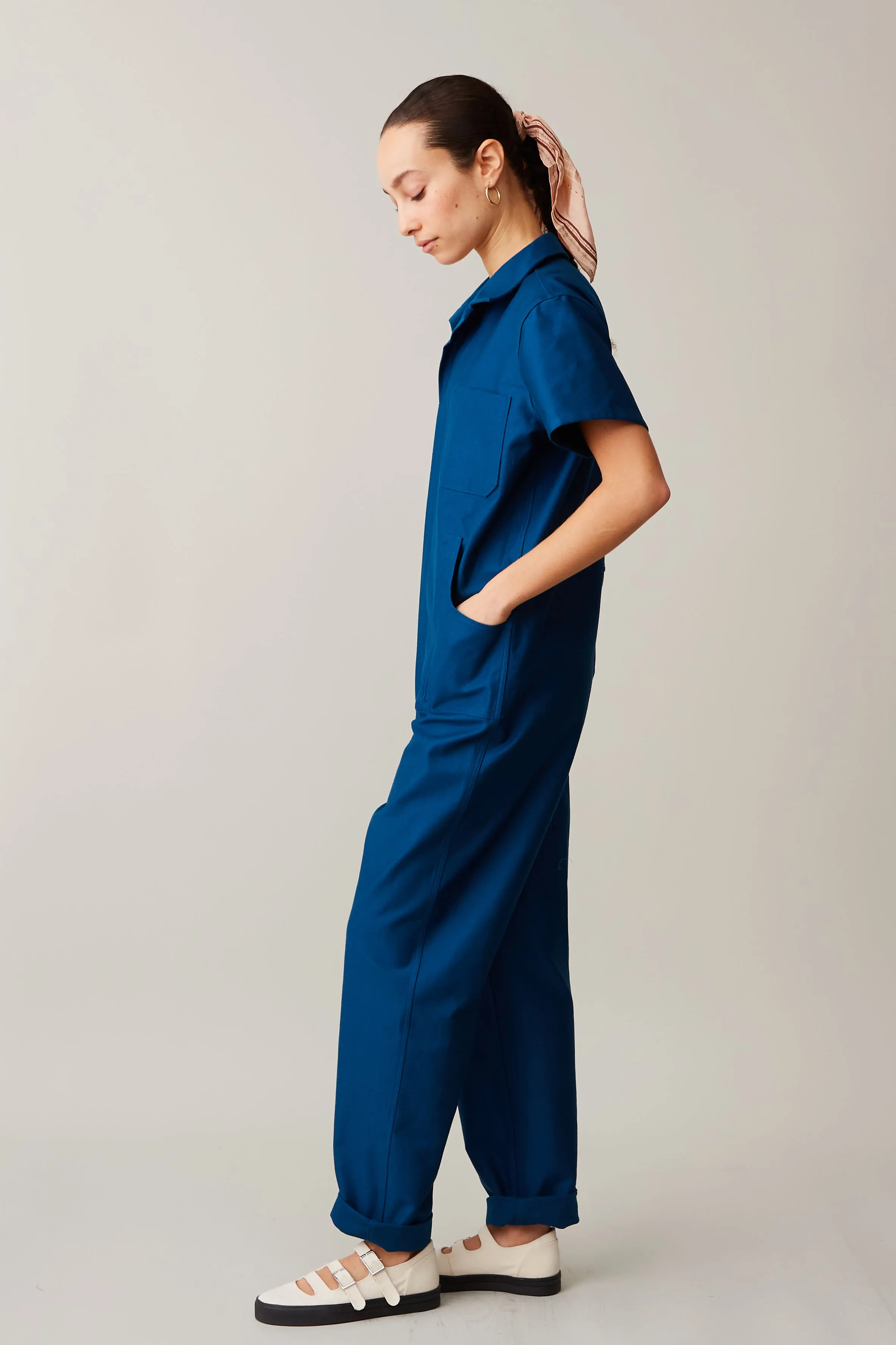 CRAWFORD JUMPSUIT | SAPPHIRE SATIN TWILL sold by Caron Callahan product image thumbnail 4