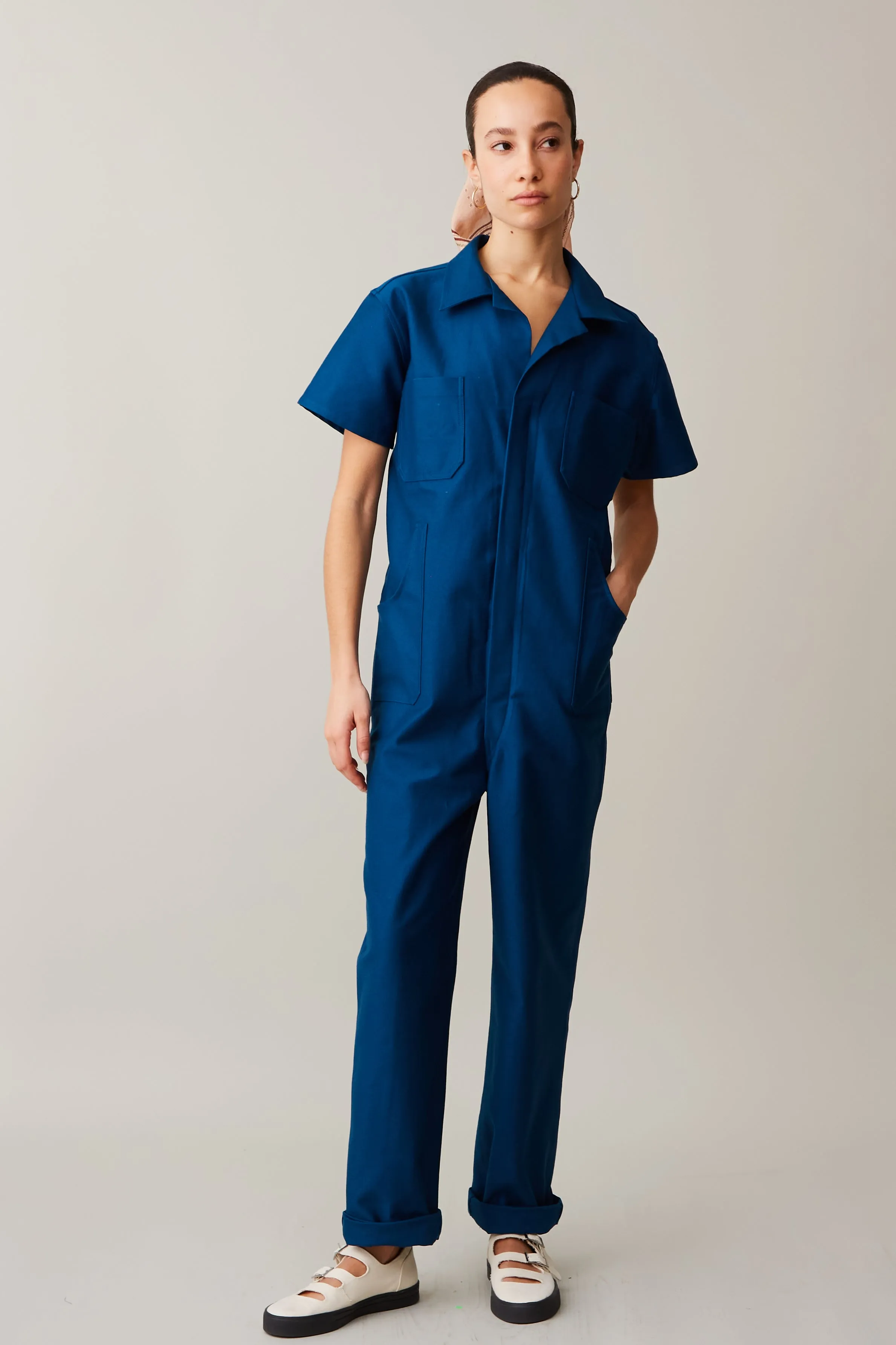 CRAWFORD JUMPSUIT | SAPPHIRE SATIN TWILL sold by Caron Callahan product image thumbnail 2