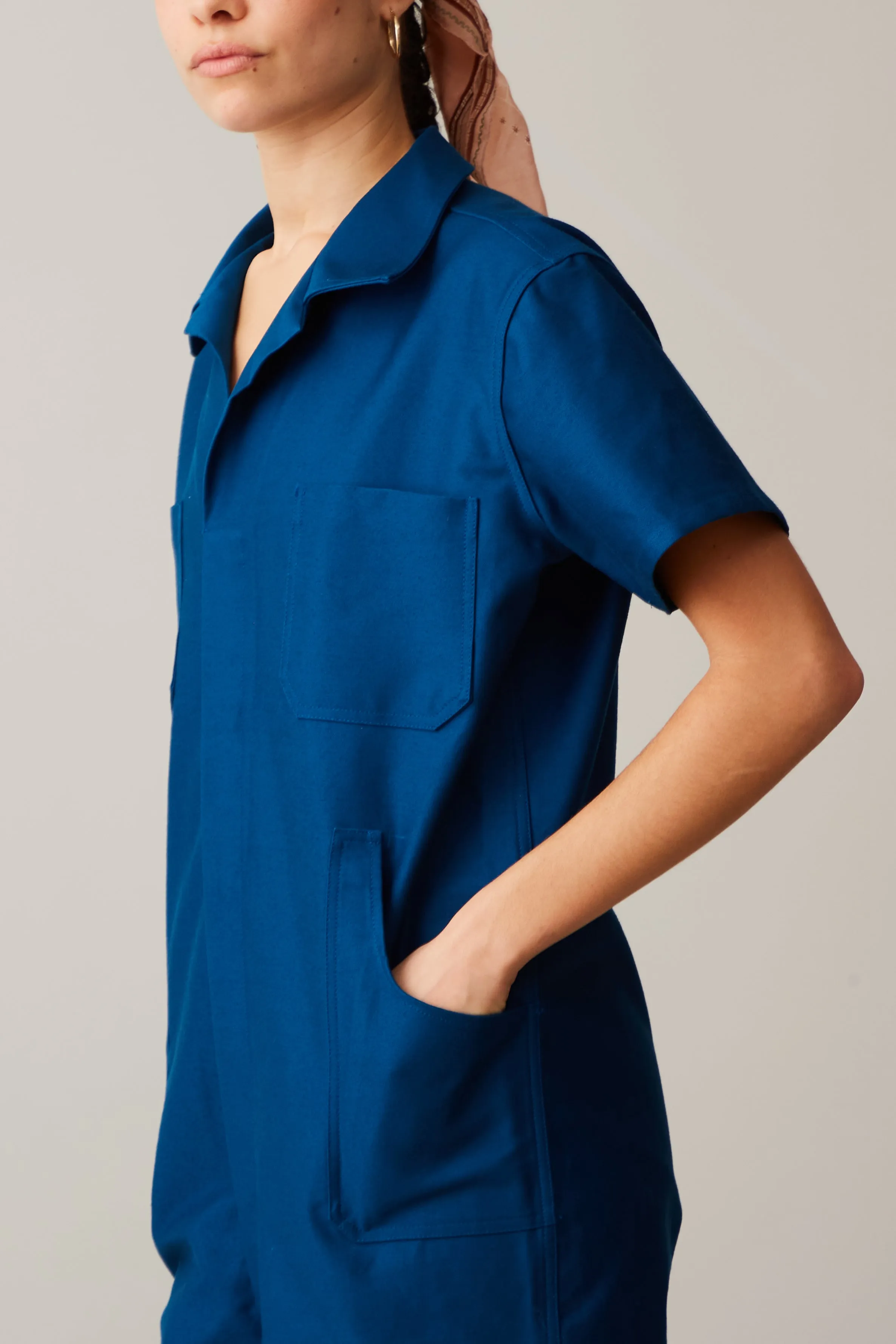 CRAWFORD JUMPSUIT | SAPPHIRE SATIN TWILL sold by Caron Callahan product image thumbnail 3