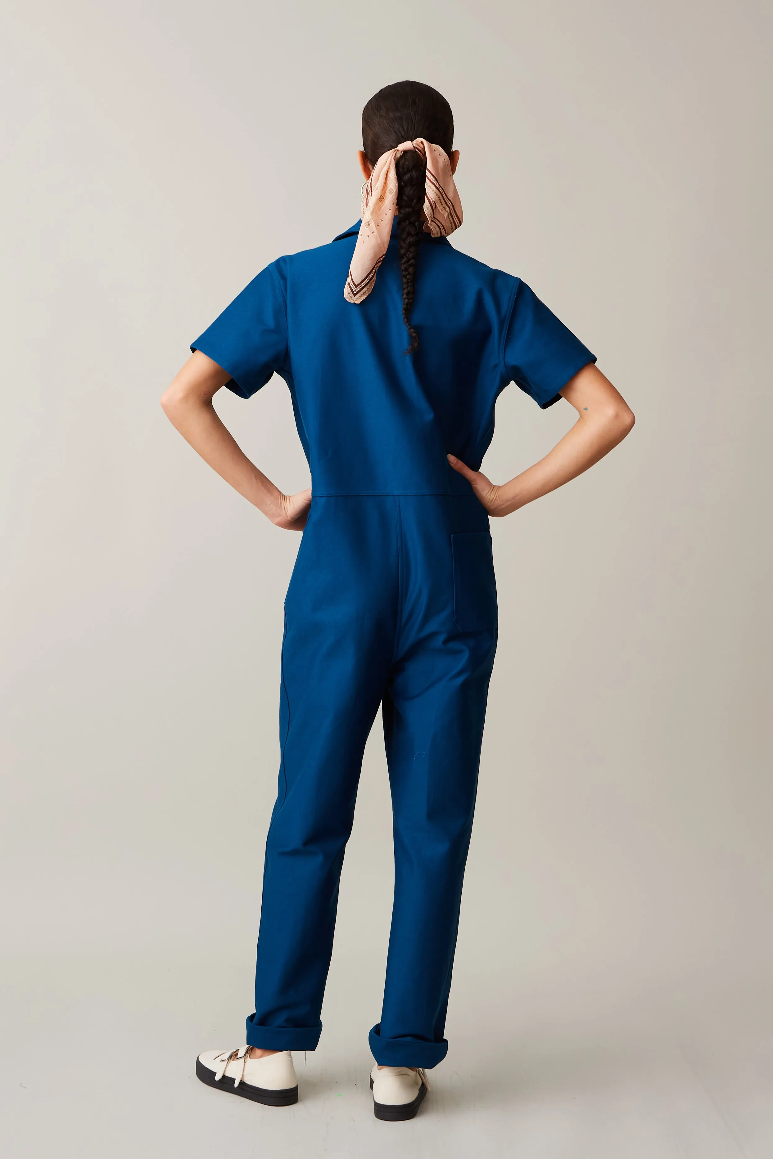 CRAWFORD JUMPSUIT | SAPPHIRE SATIN TWILL sold by Caron Callahan product image thumbnail 5