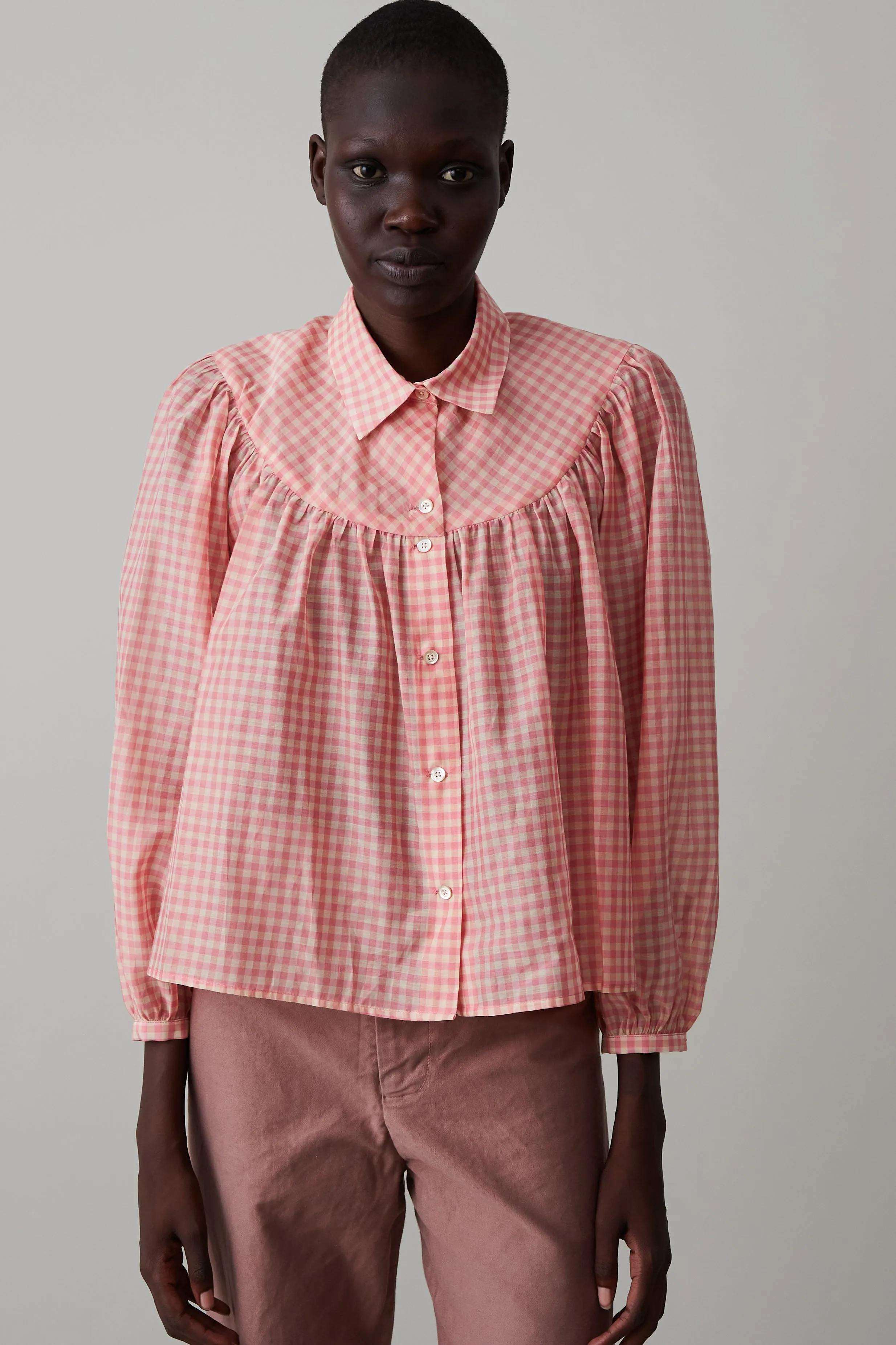 ROBERTA SHIRT | PINK HOP GINGHAM sold by Caron Callahan product image thumbnail 4