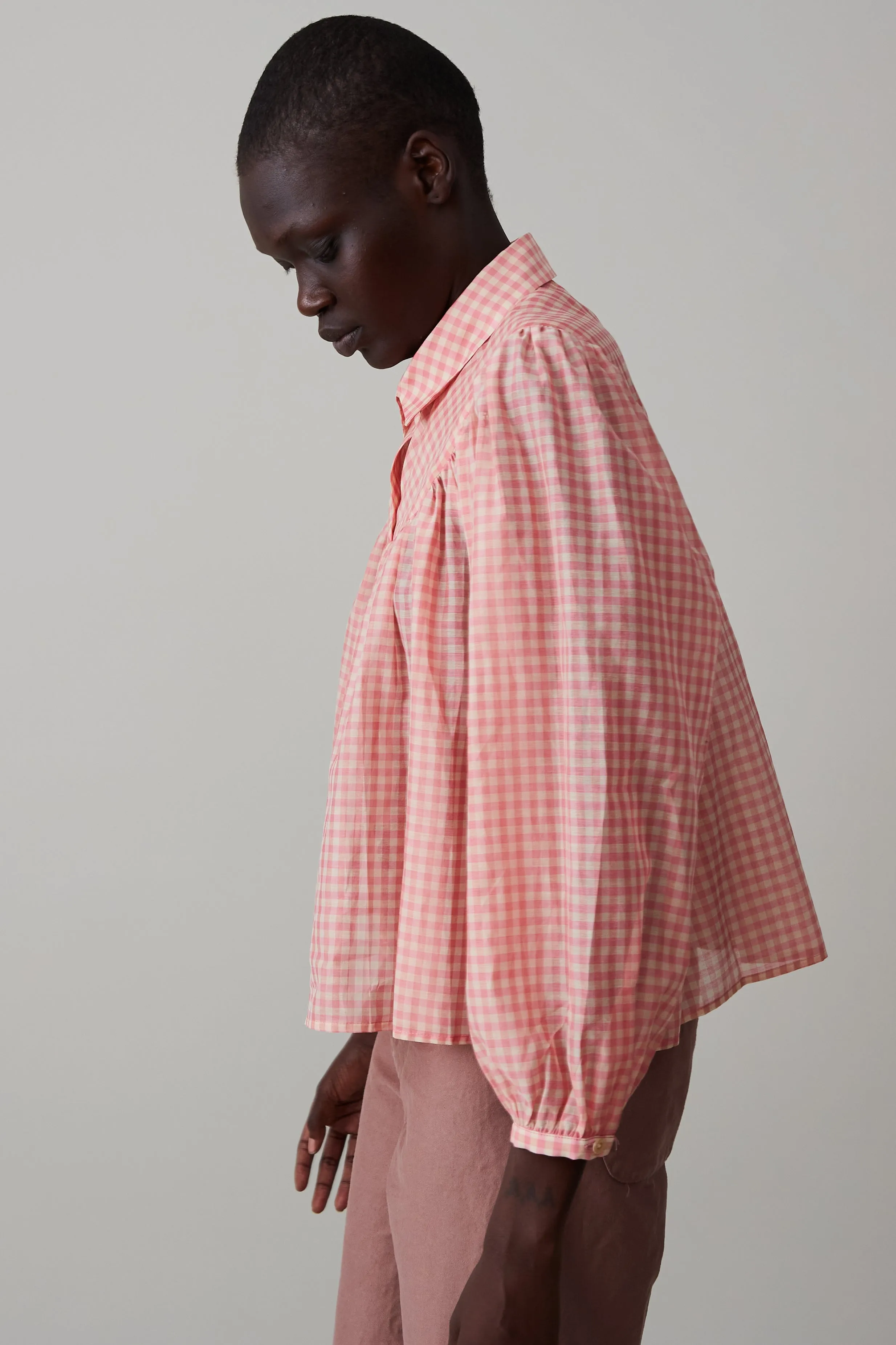 ROBERTA SHIRT | PINK HOP GINGHAM sold by Caron Callahan product image thumbnail 3
