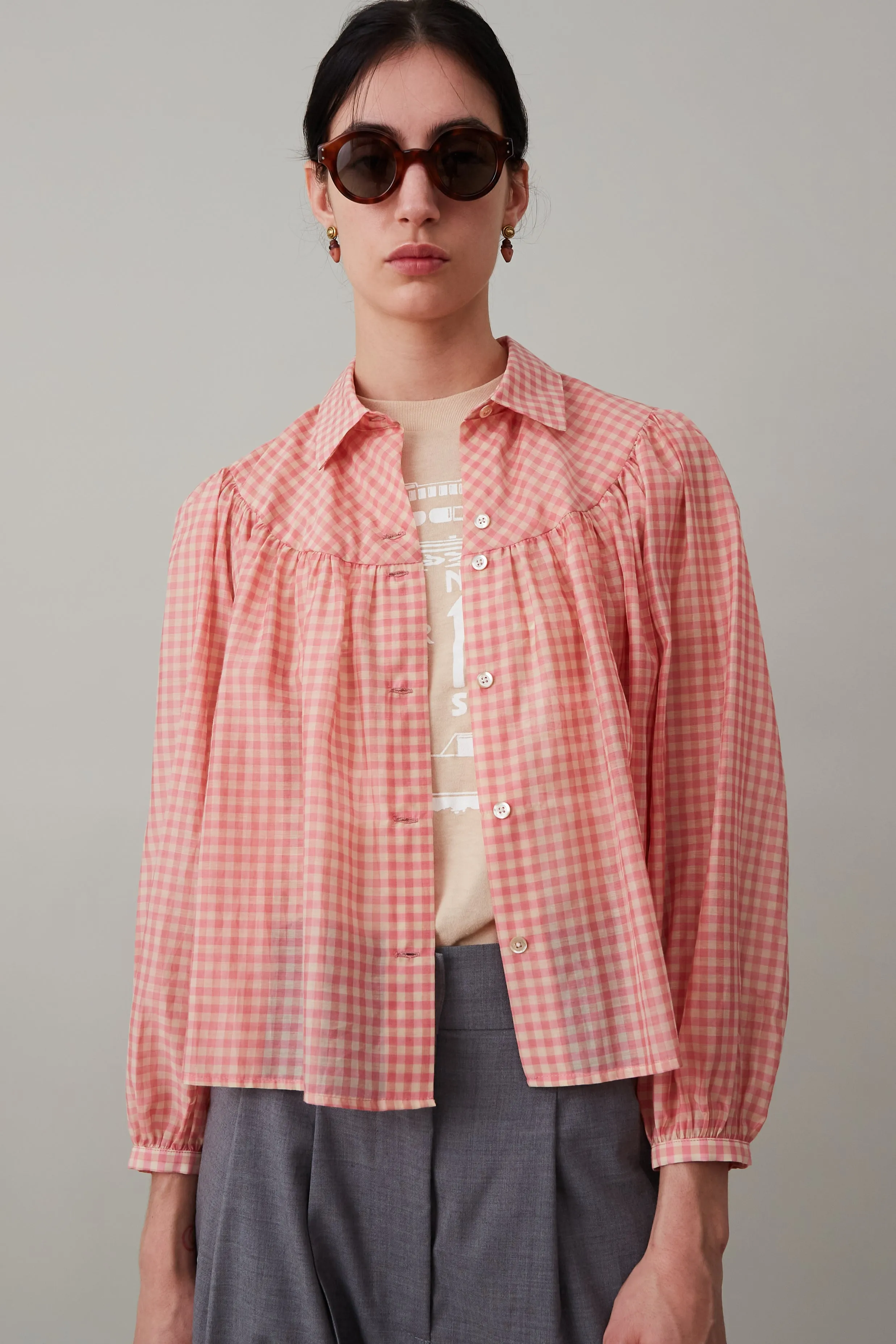 ROBERTA SHIRT | PINK HOP GINGHAM sold by Caron Callahan