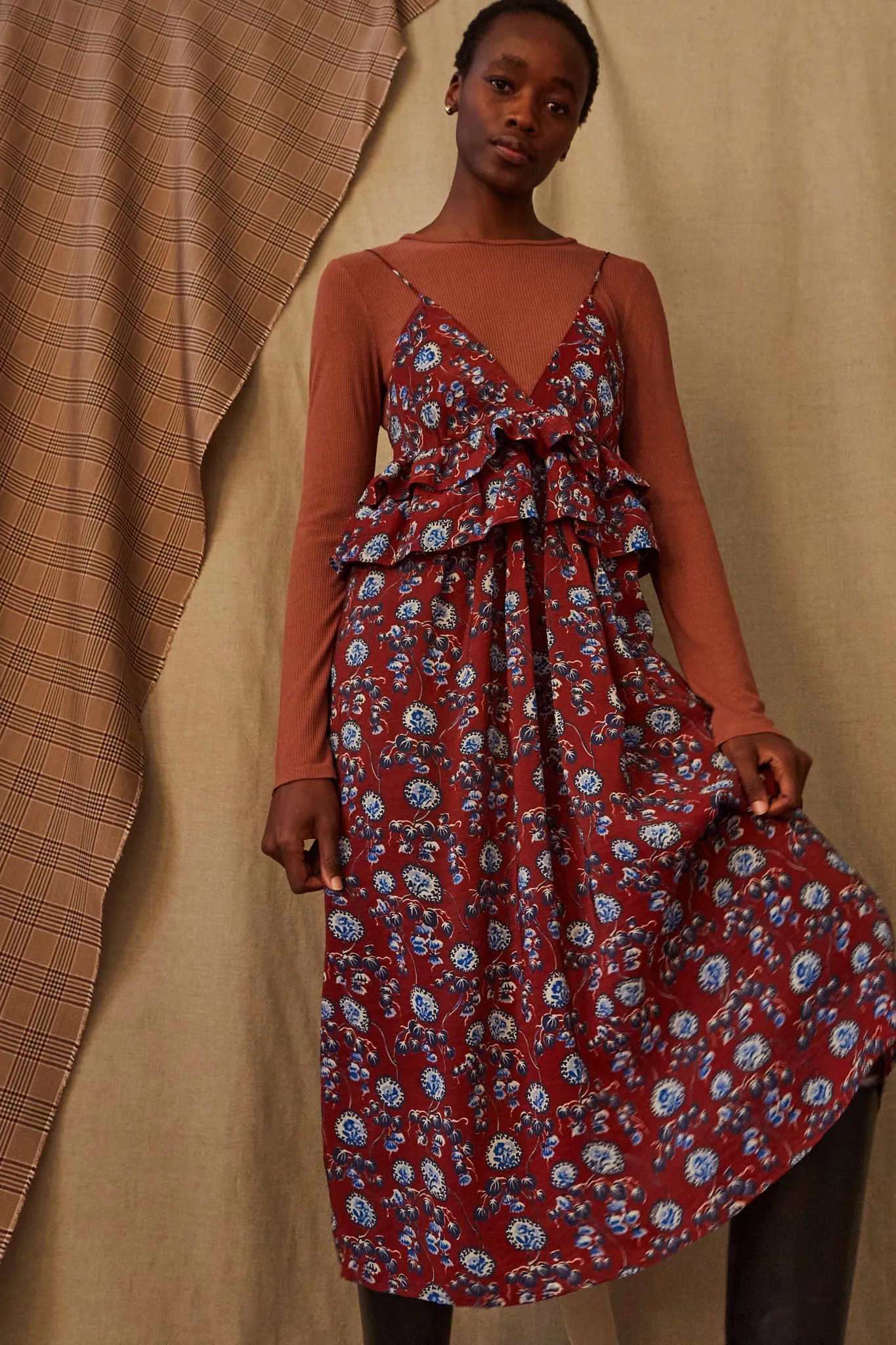 RENZO DRESS | GARNET AMOEBA FLORAL CUPRO sold by Caron Callahan product image thumbnail 5