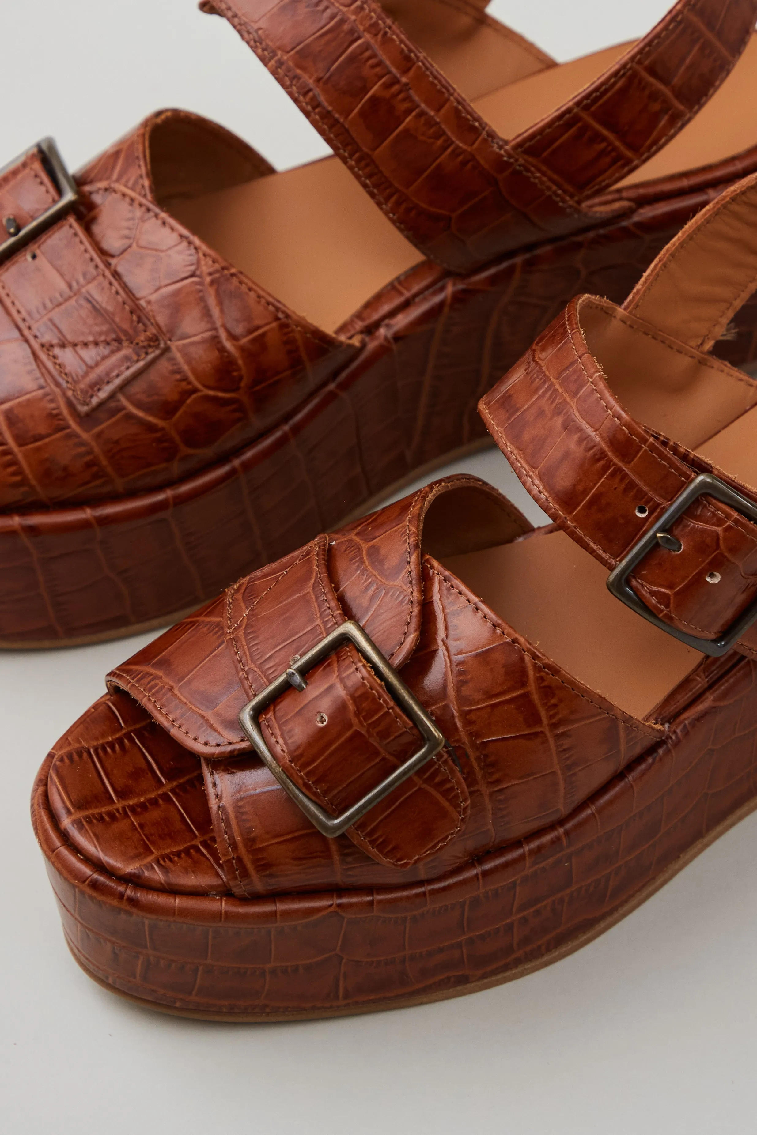 MARGARET PLATFORM | COGNAC EMBOSSED LEATHER sold by Caron Callahan product image thumbnail 2