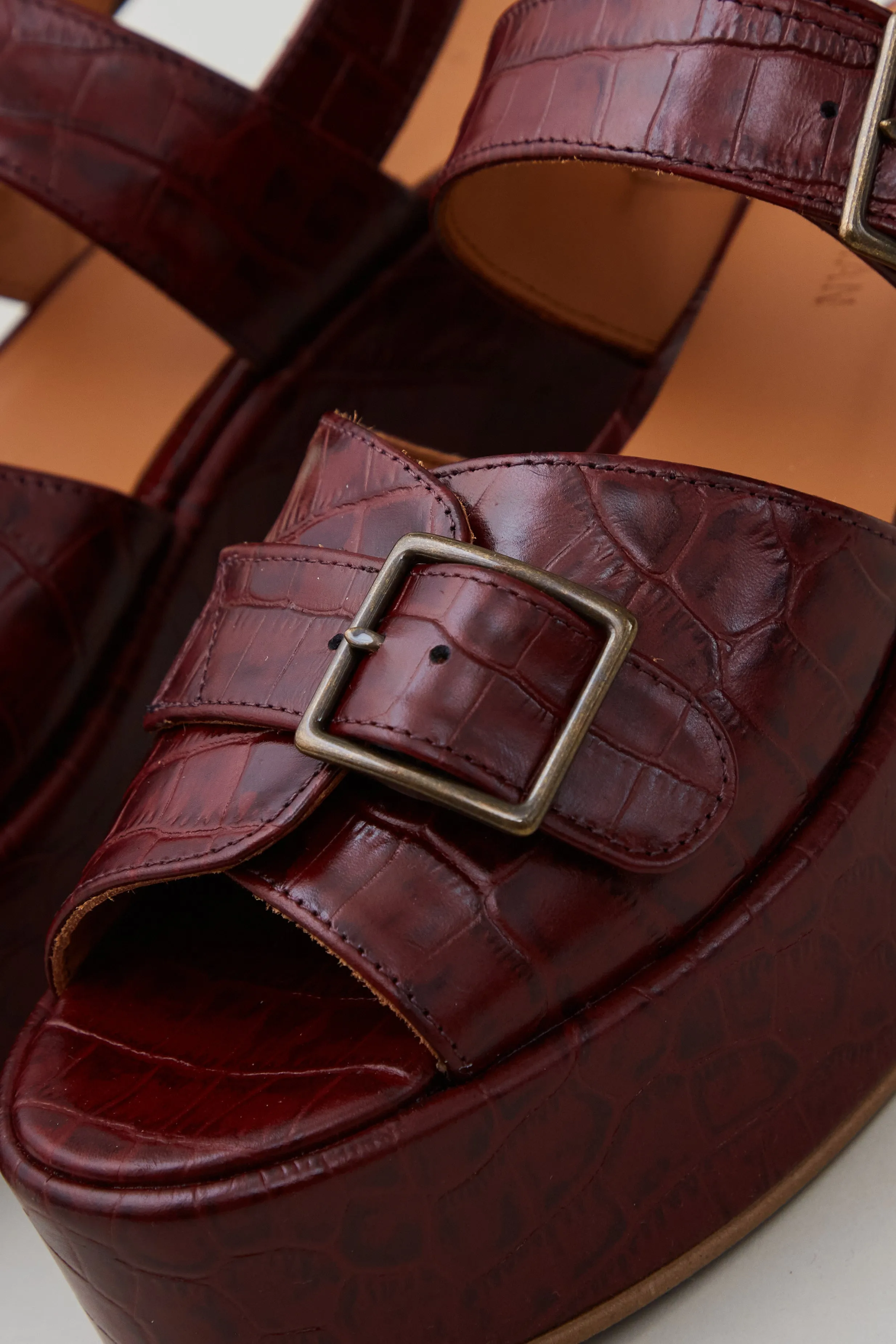 MARGARET PLATFORM | BORDEAUX EMBOSSED LEATHER sold by Caron Callahan product image thumbnail 3