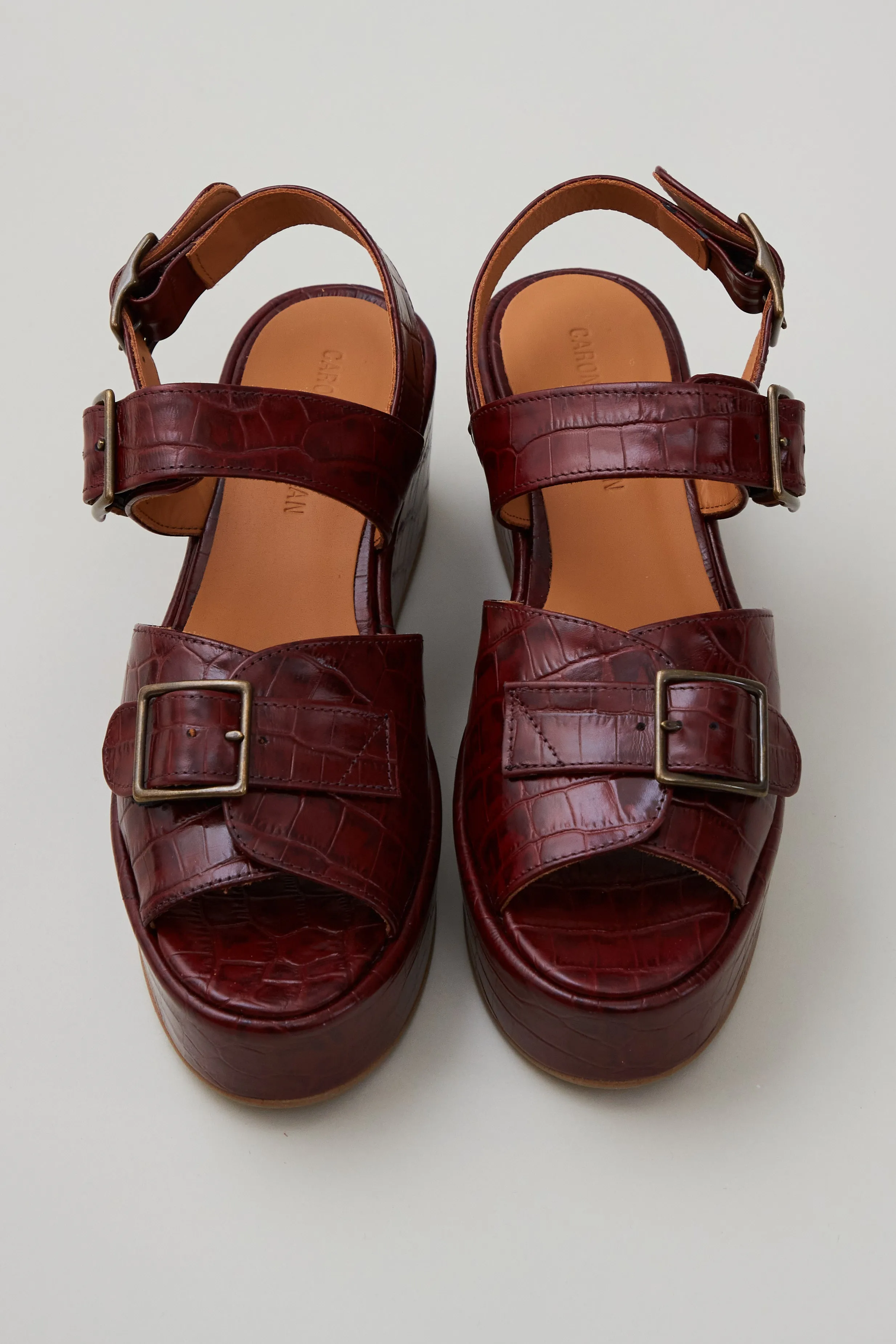 MARGARET PLATFORM | BORDEAUX EMBOSSED LEATHER sold by Caron Callahan product image thumbnail 5
