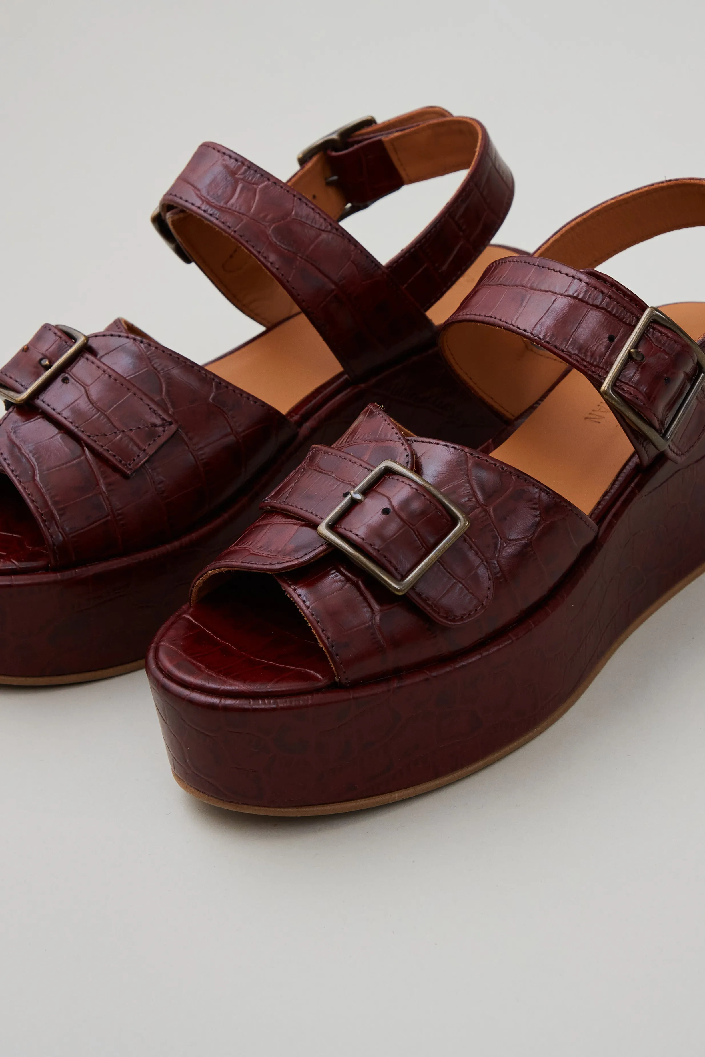 MARGARET PLATFORM | BORDEAUX EMBOSSED LEATHER sold by Caron Callahan product image thumbnail 2