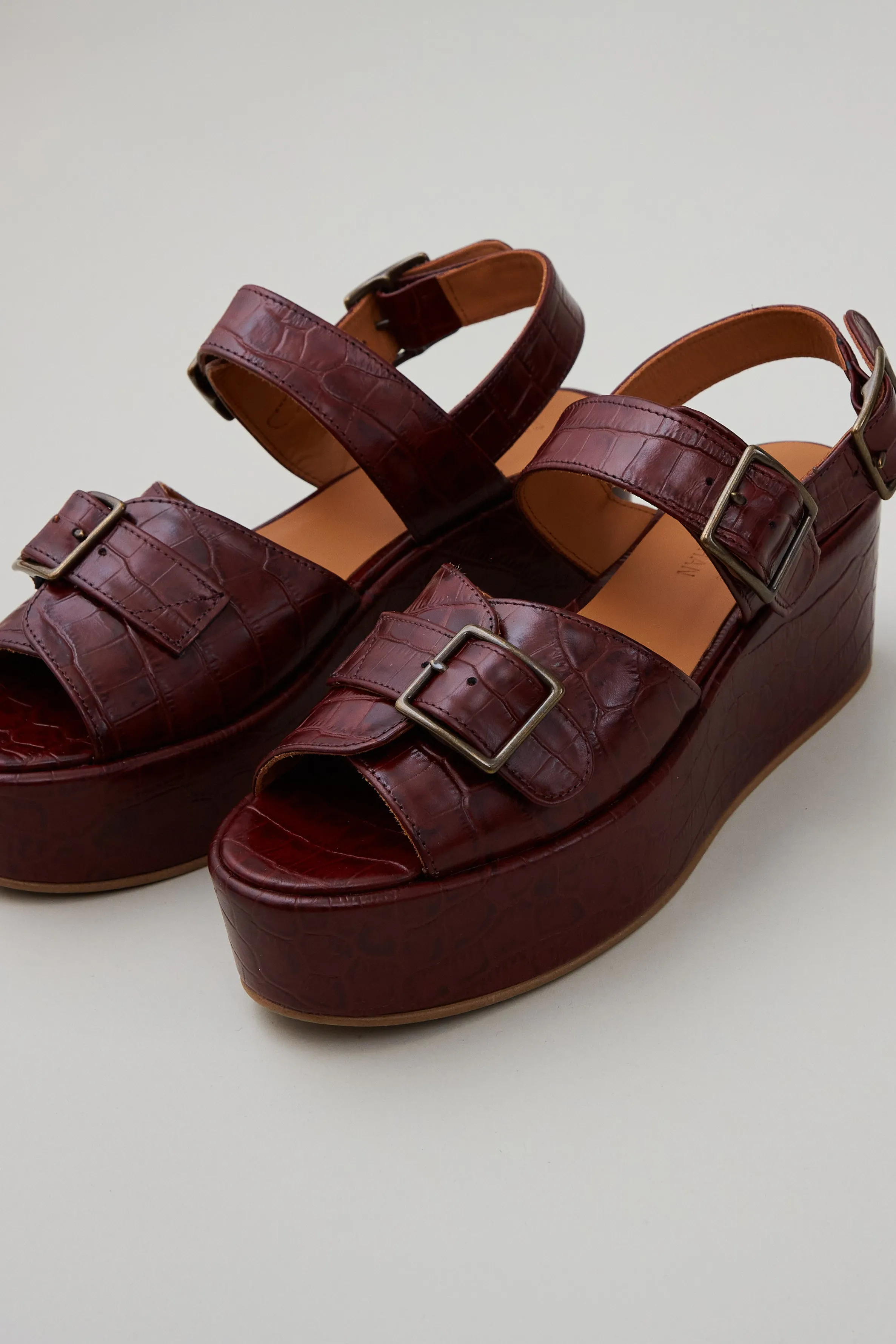 MARGARET PLATFORM | BORDEAUX EMBOSSED LEATHER sold by Caron Callahan product image thumbnail 4