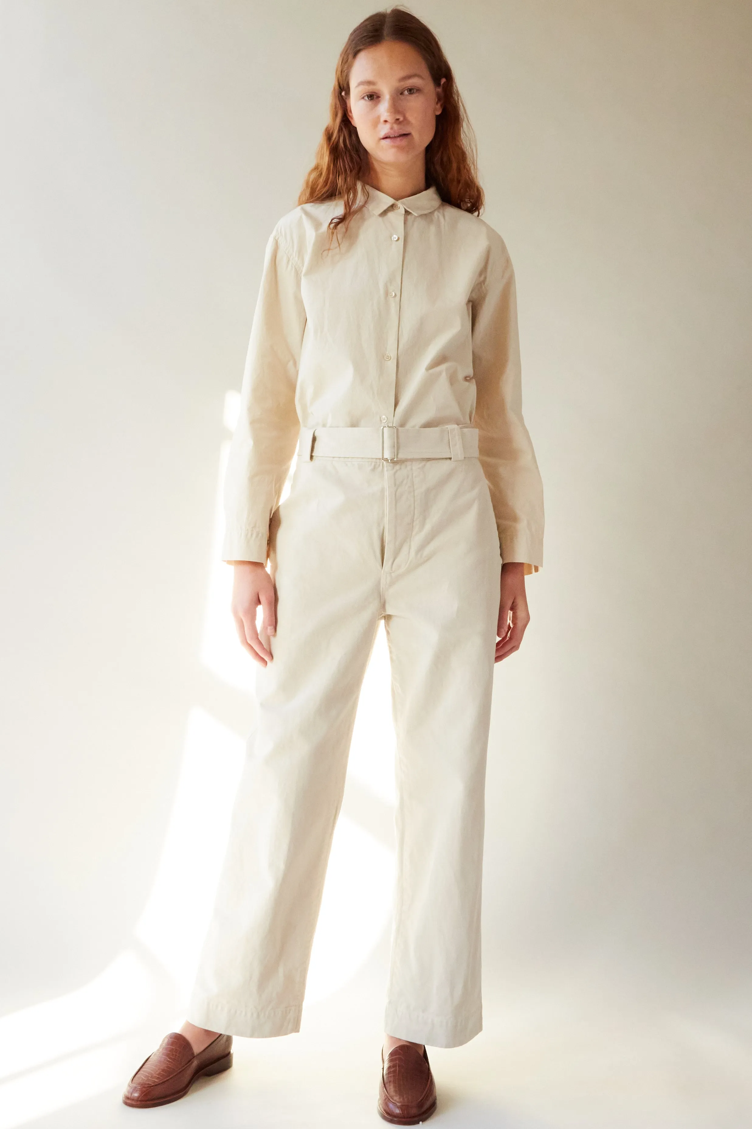 LESLIE PANT | ECRU BRUSHED COTTON TWILL sold by Caron Callahan