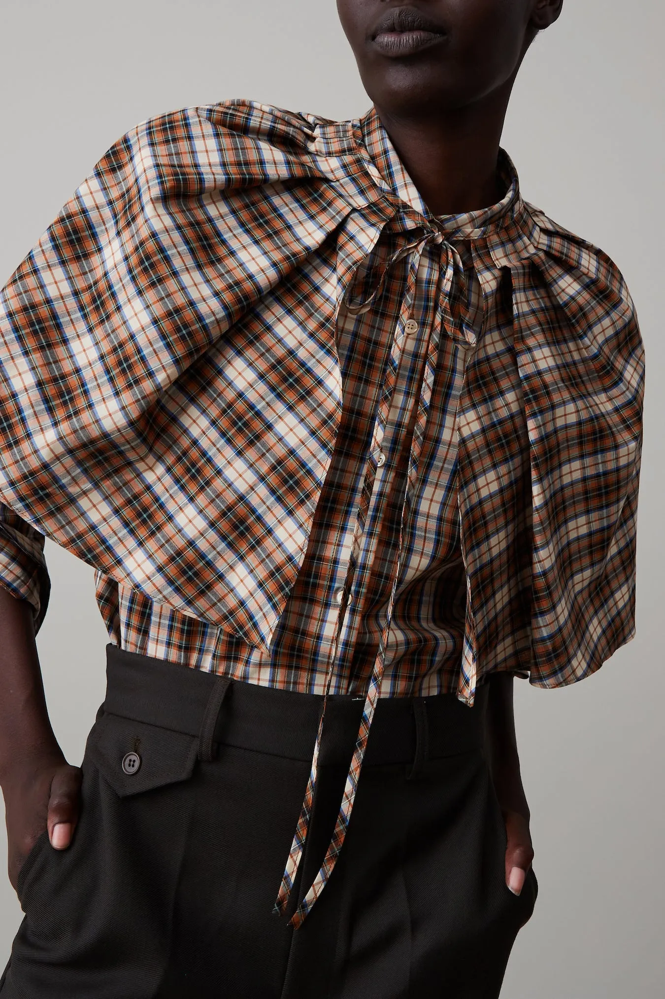 ALICE SHIRT WITH SCARF | DARK MULTI PLAID sold by Caron Callahan product image thumbnail 4