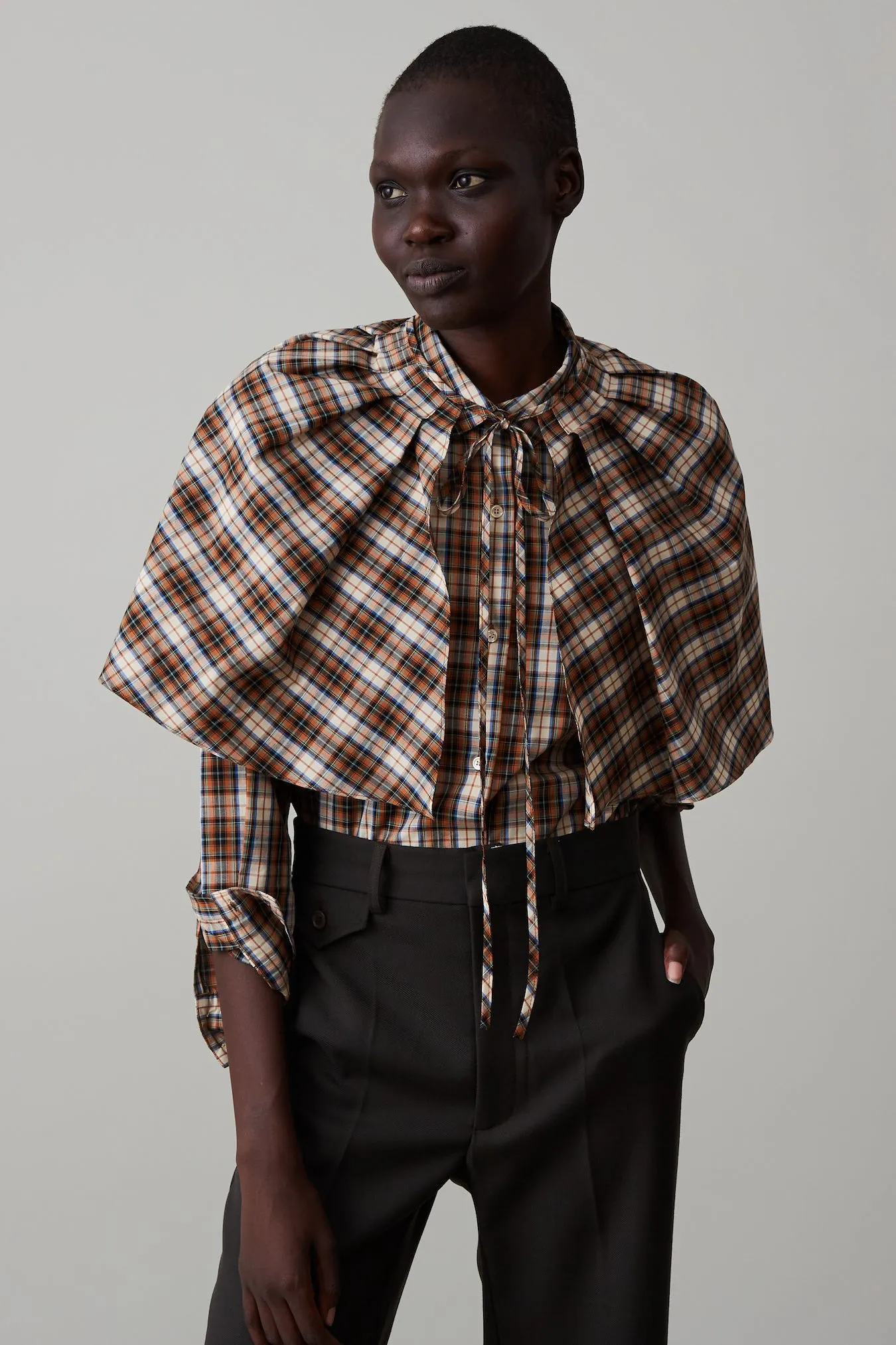 ALICE SHIRT WITH SCARF | DARK MULTI PLAID sold by Caron Callahan