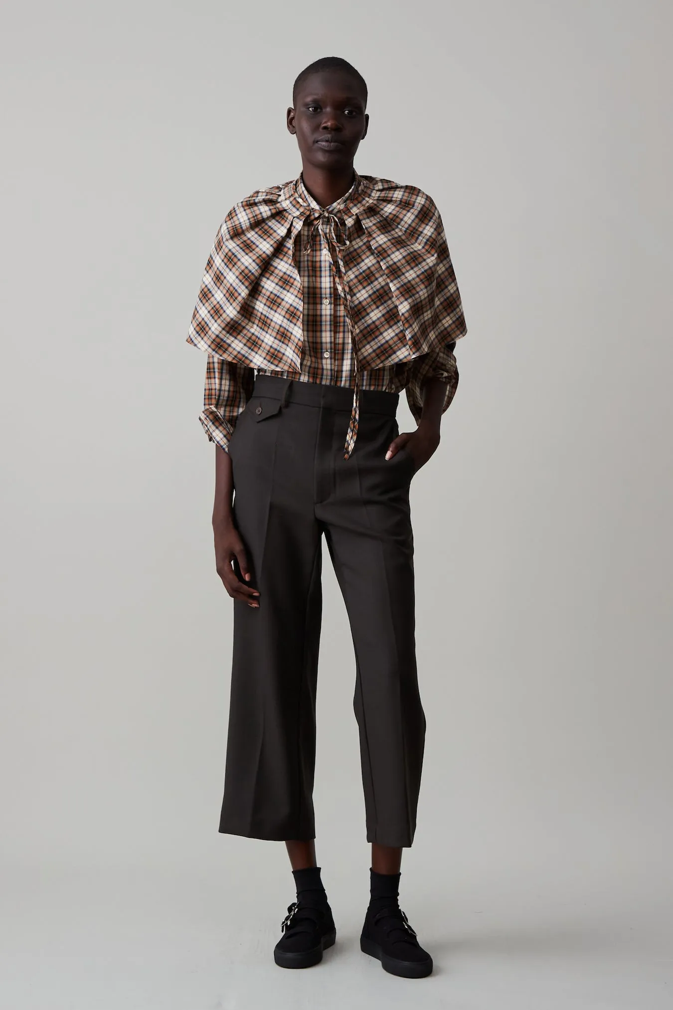 ALICE SHIRT WITH SCARF | DARK MULTI PLAID sold by Caron Callahan product image thumbnail 2