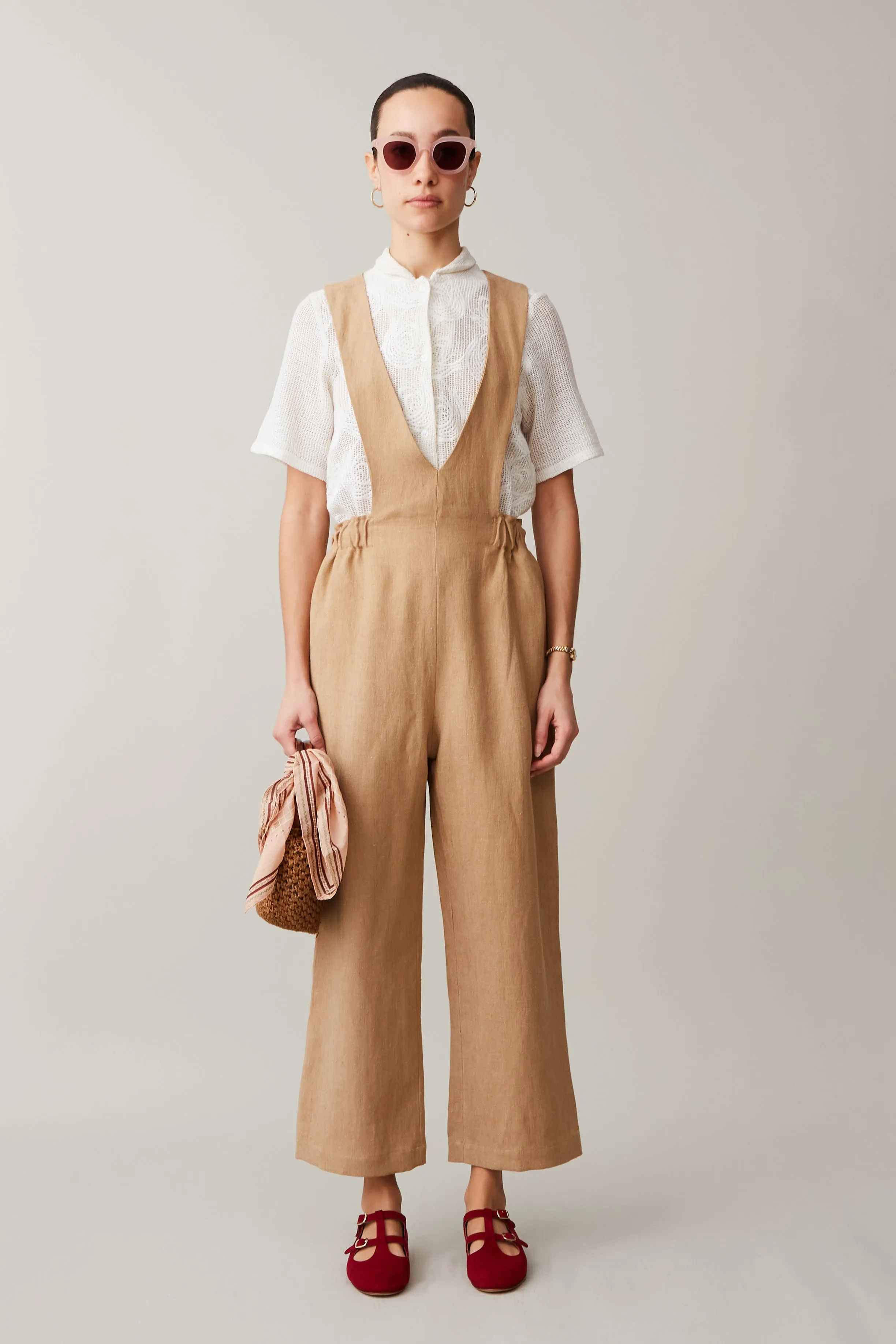 JERRY JUMPSUIT | OCHRE LINEN SUITING sold by Caron Callahan product image thumbnail 3