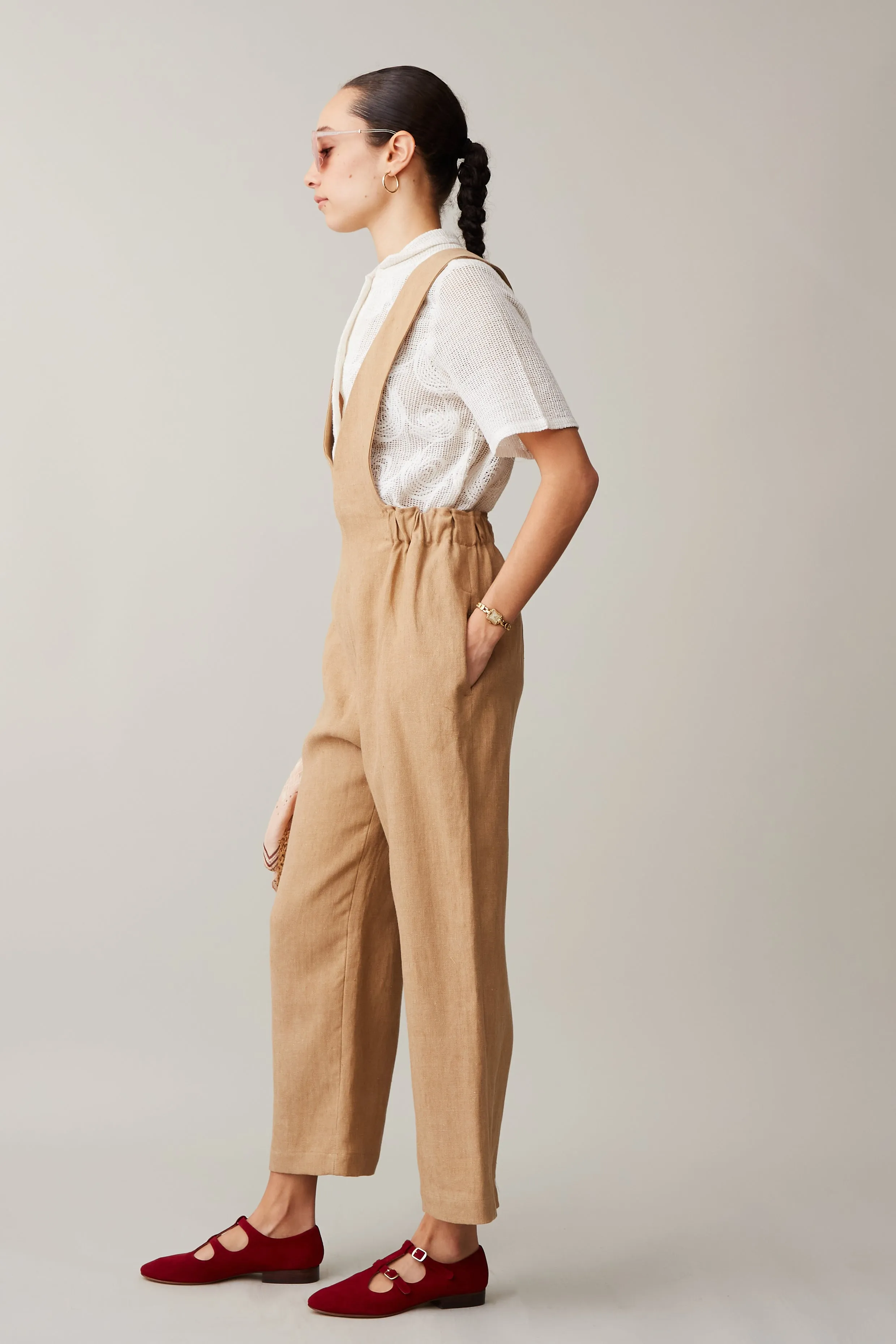 JERRY JUMPSUIT | OCHRE LINEN SUITING sold by Caron Callahan product image thumbnail 5