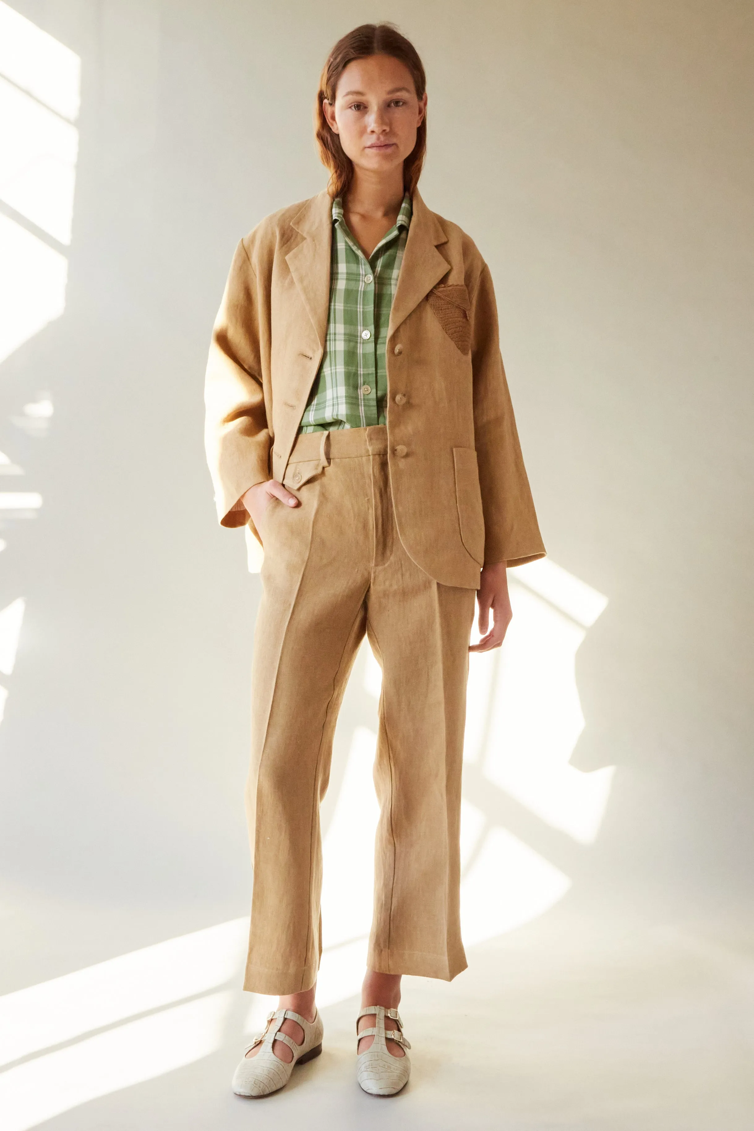CARISI PANT | OCHRE LINEN SUITING sold by Caron Callahan