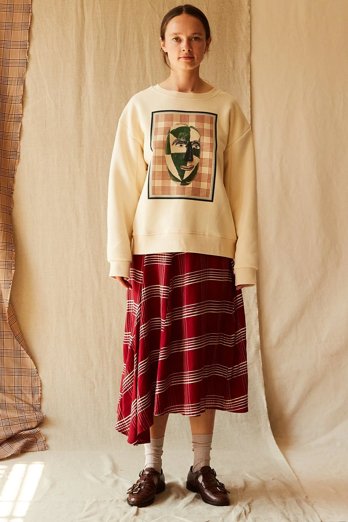THEO SWEATSHIRT | MASK PRINT CREAM JERSEY sold by Caron Callahan product image thumbnail 2
