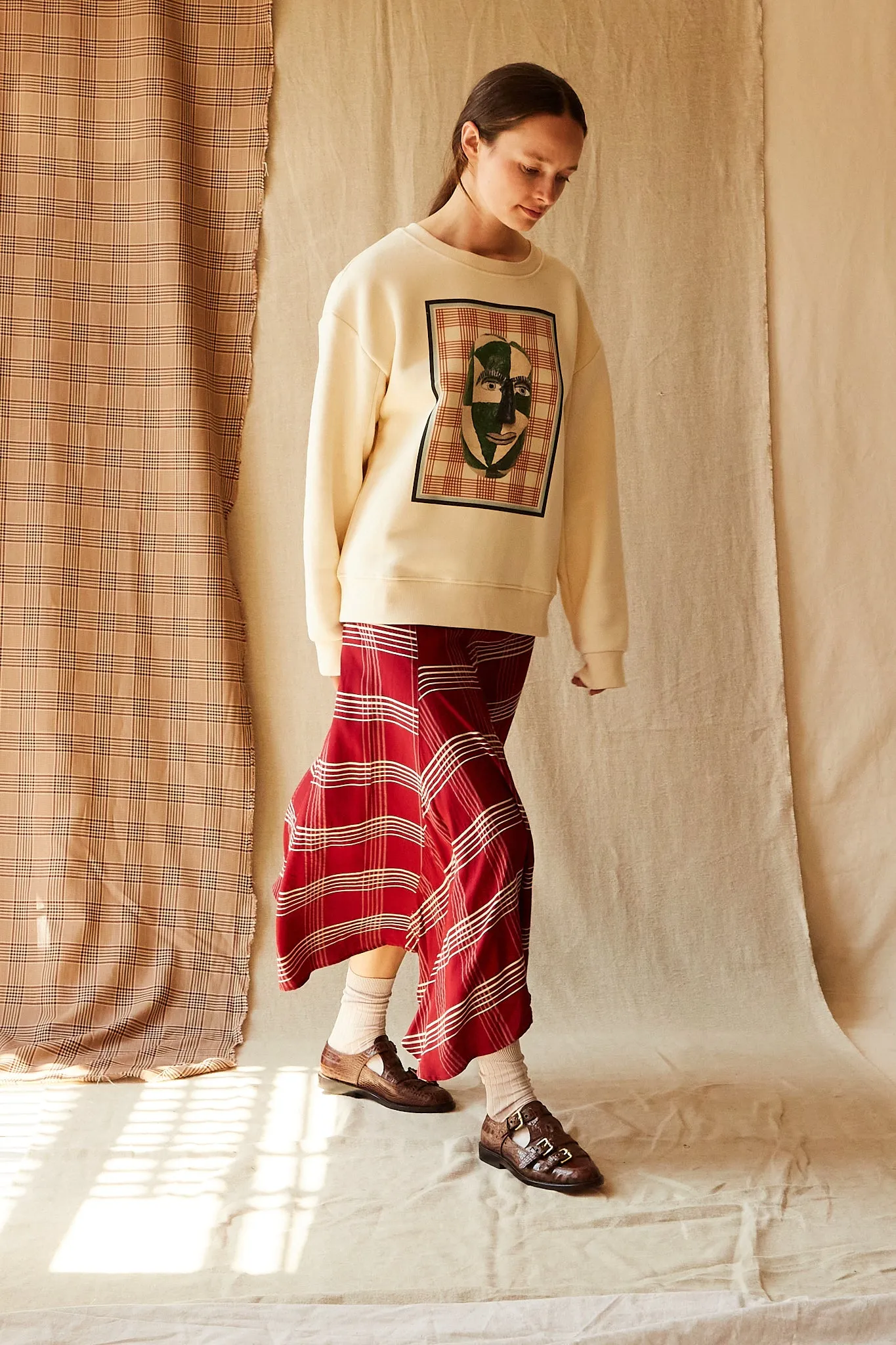 THEO SWEATSHIRT | MASK PRINT CREAM JERSEY sold by Caron Callahan product image thumbnail 3
