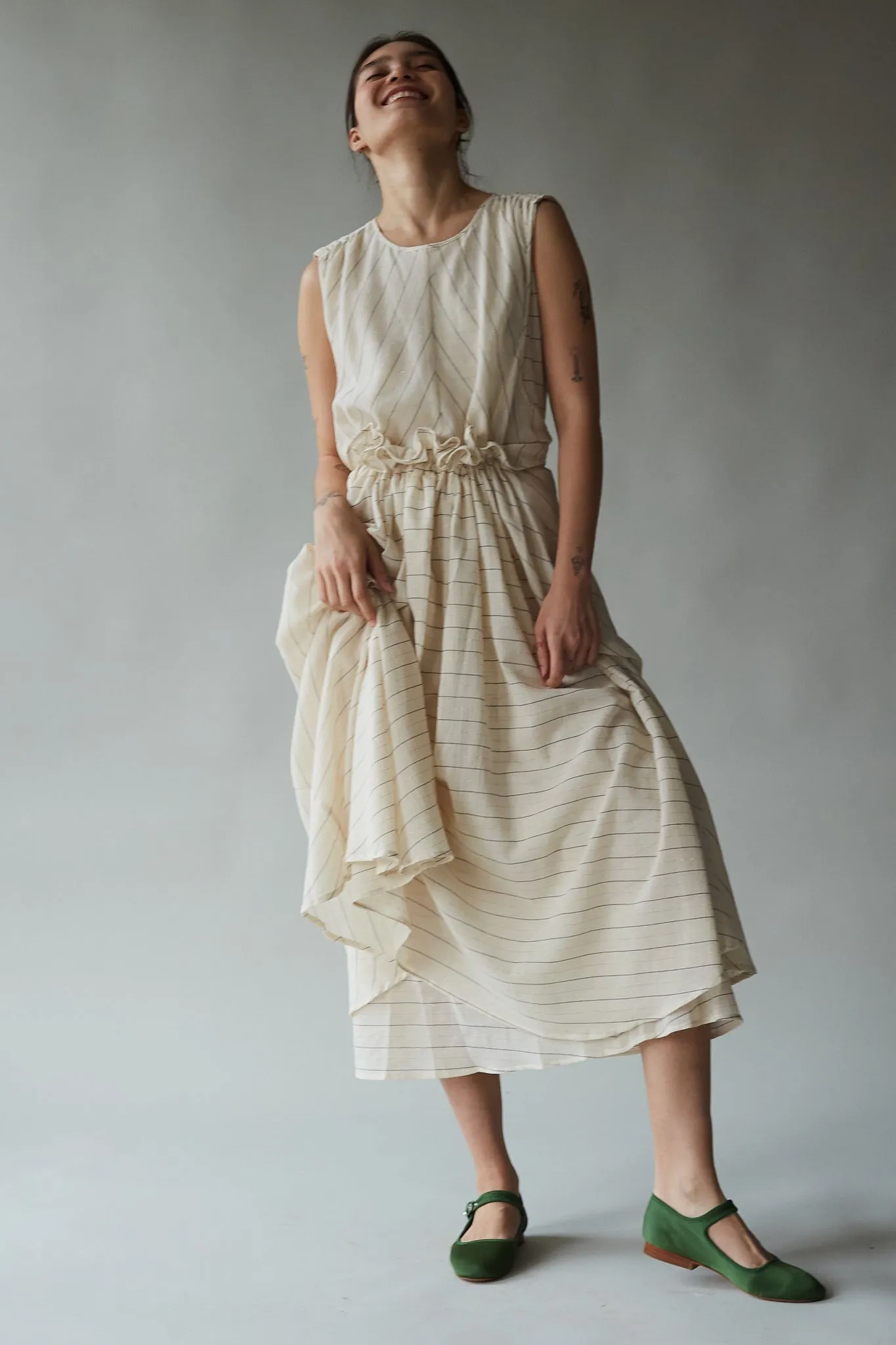 LILLY DRESS | METALLIC GAUZE STRIPE sold by Caron Callahan product image thumbnail 3
