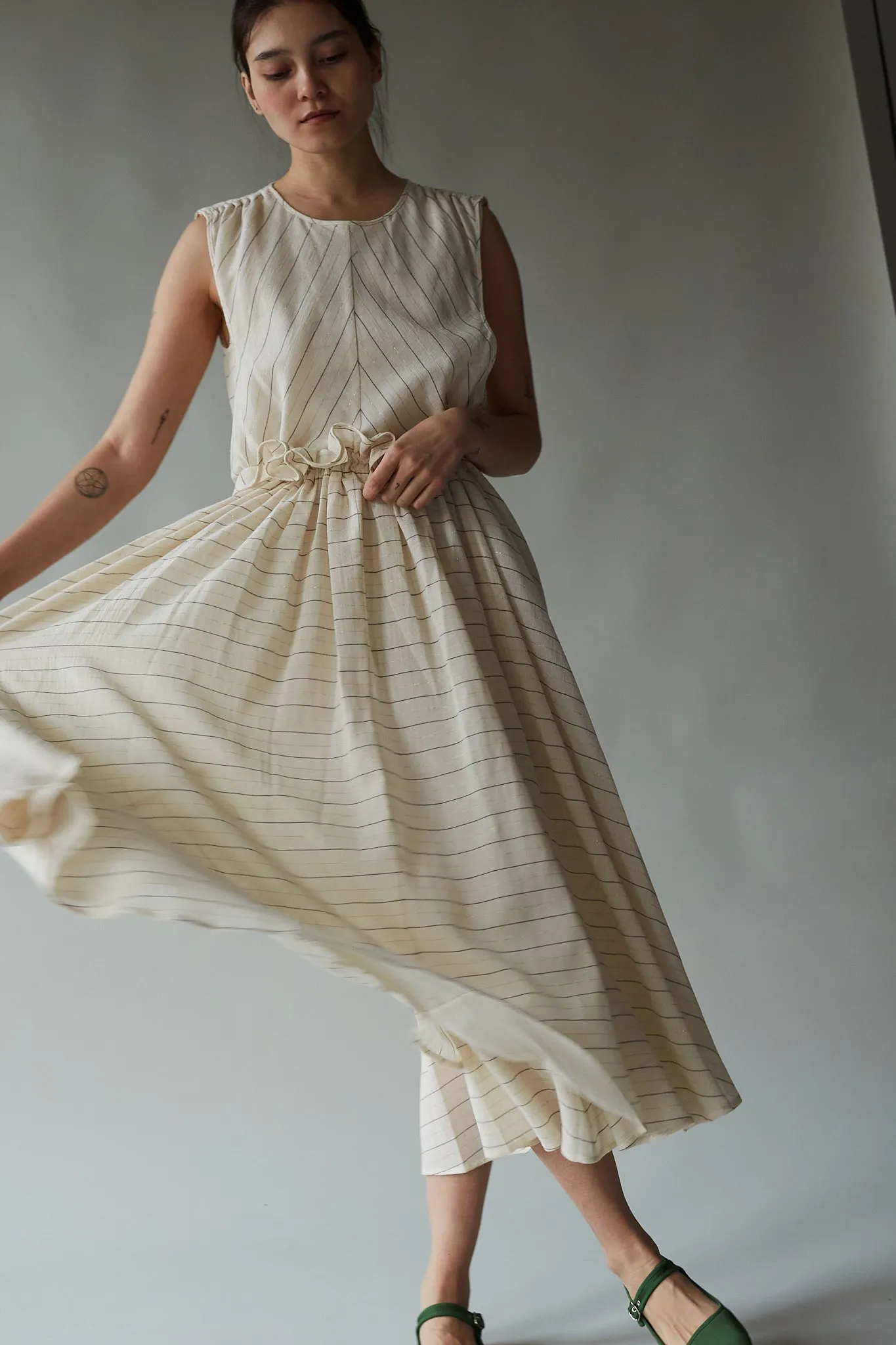 LILLY DRESS | METALLIC GAUZE STRIPE sold by Caron Callahan product image thumbnail 2