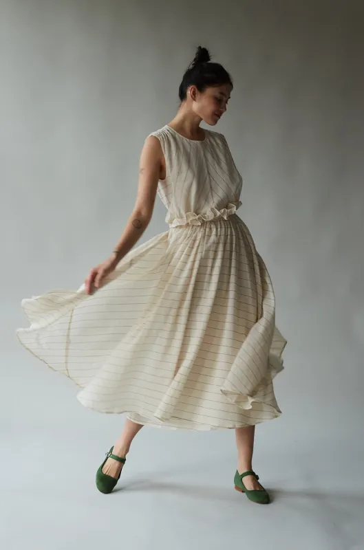 LILLY DRESS | METALLIC GAUZE STRIPE made by Caron Callahan