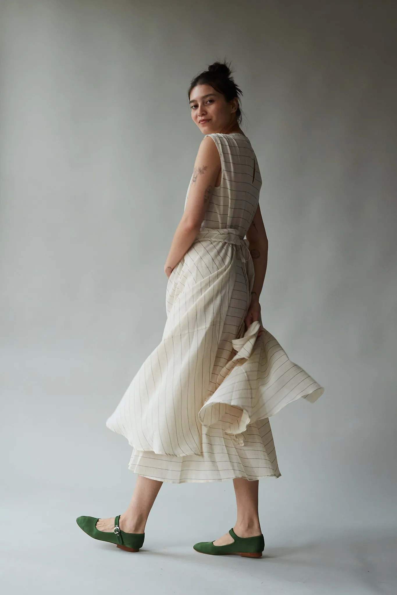 LILLY DRESS | METALLIC GAUZE STRIPE sold by Caron Callahan product image thumbnail 4