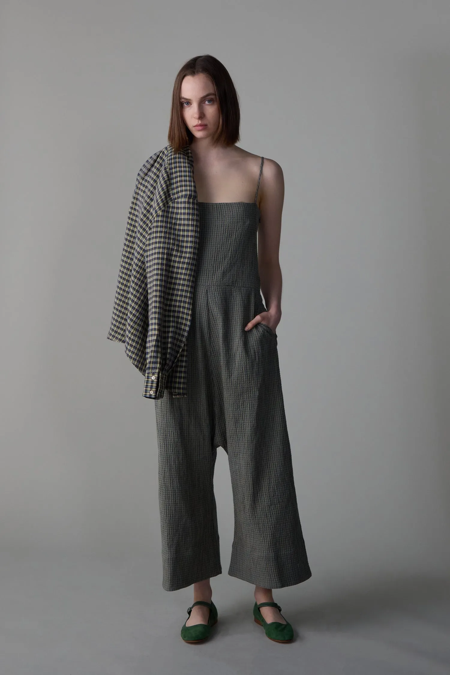 MALI JUMPSUIT | MOSS CHECK DOUBLE CLOTH sold by Caron Callahan product image thumbnail 5