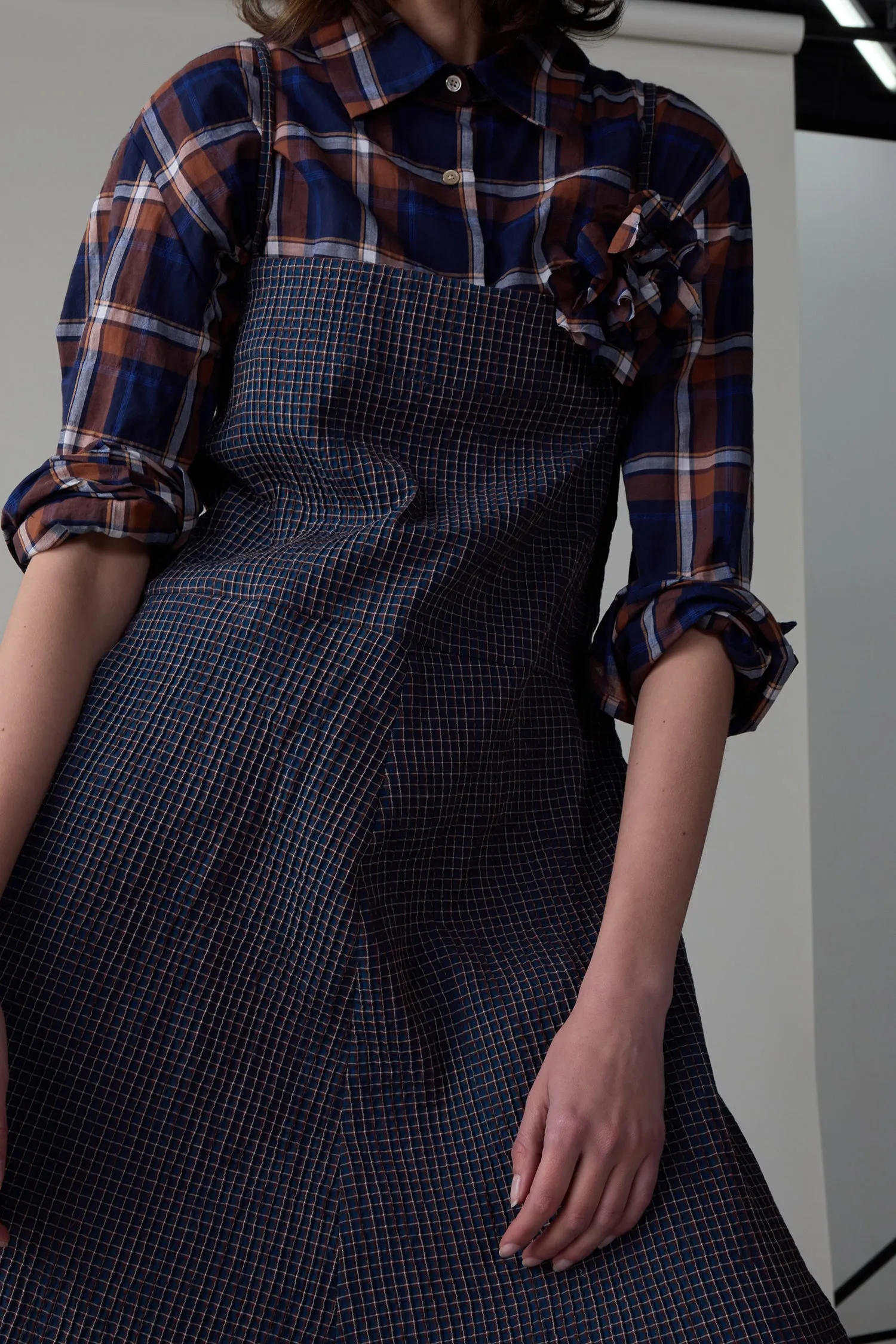 MALI JUMPSUIT | NAVY CHECK DOUBLE CLOTH sold by Caron Callahan product image thumbnail 2