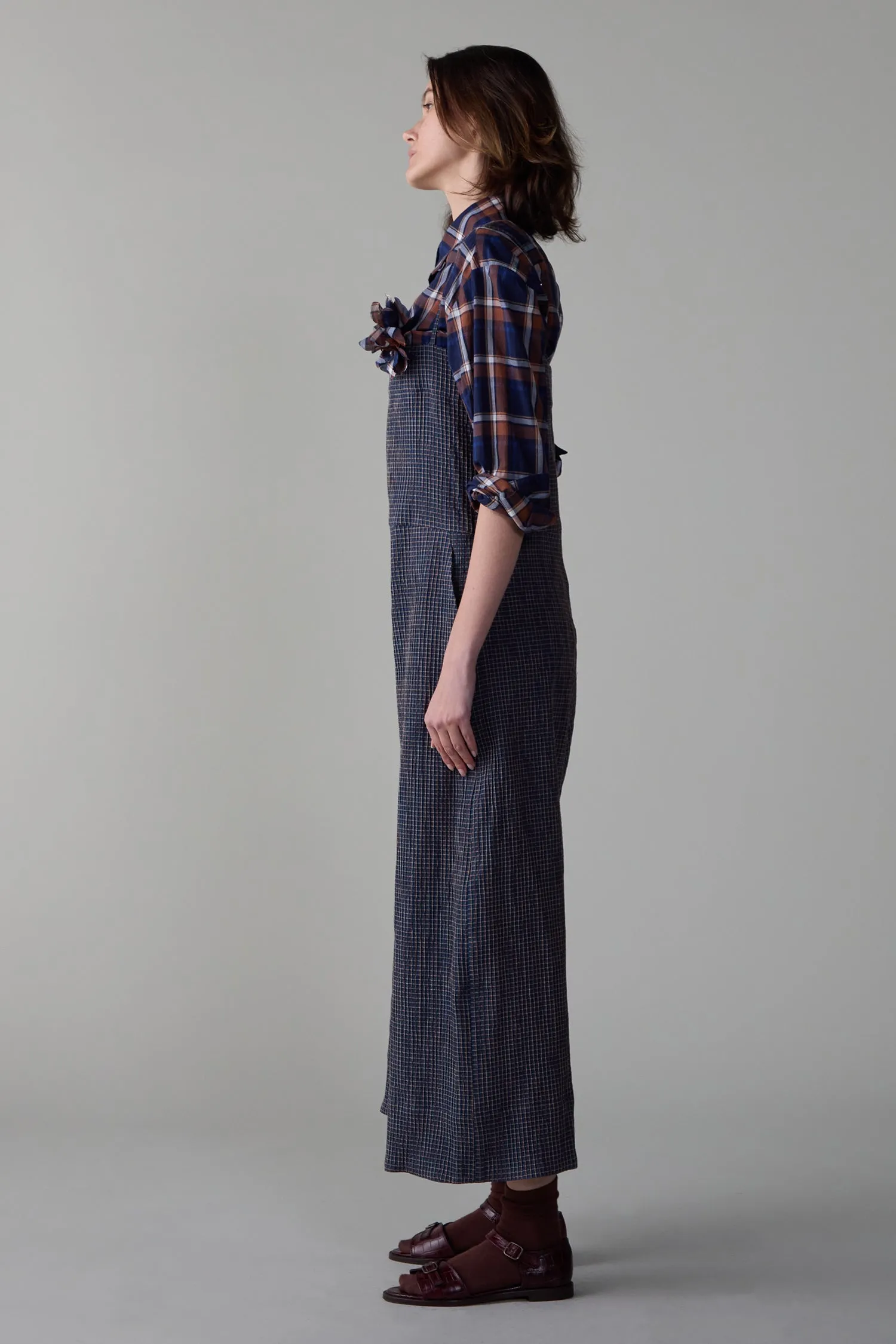 MALI JUMPSUIT | NAVY CHECK DOUBLE CLOTH sold by Caron Callahan product image thumbnail 3