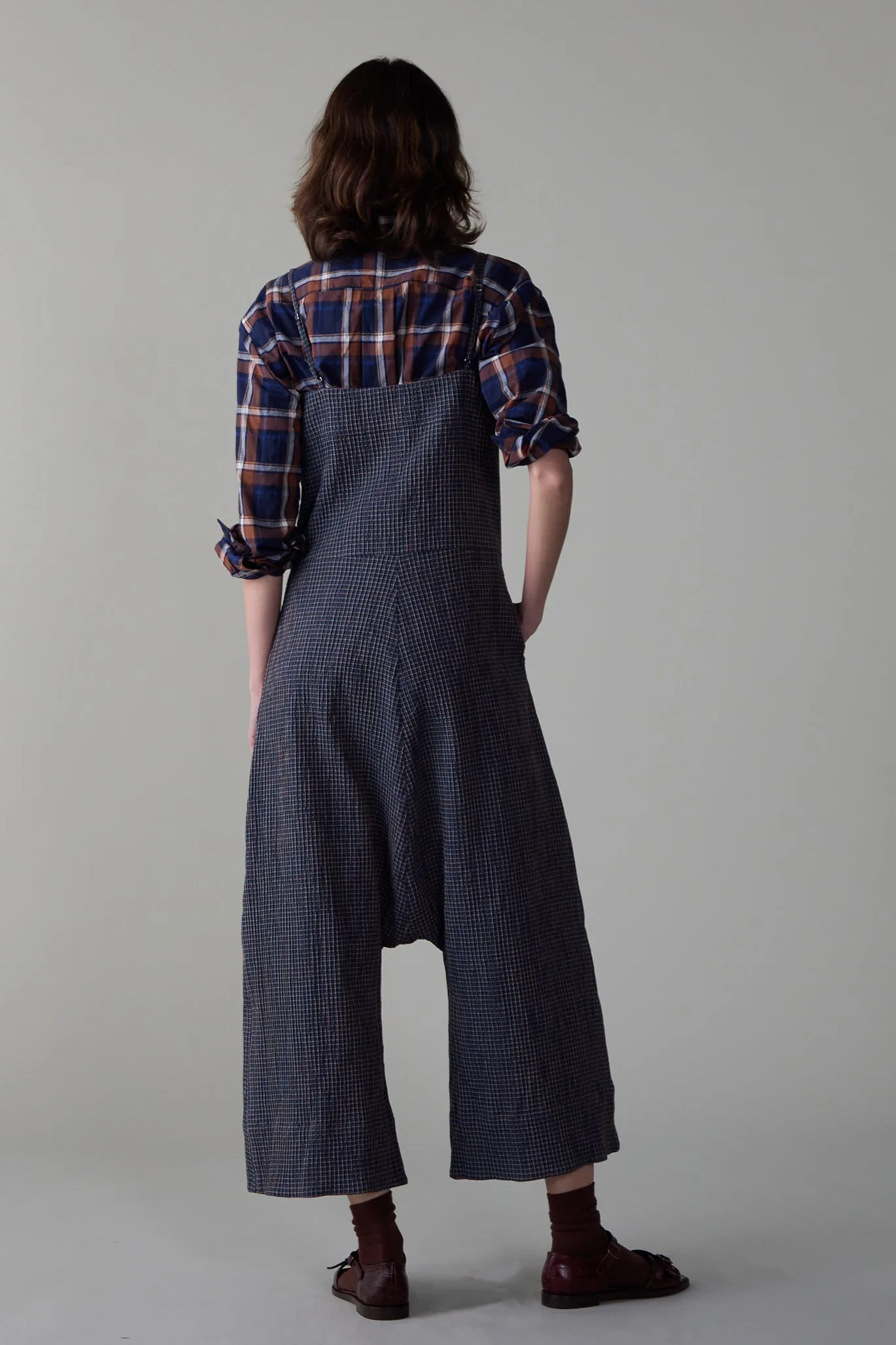 MALI JUMPSUIT | NAVY CHECK DOUBLE CLOTH sold by Caron Callahan product image thumbnail 4