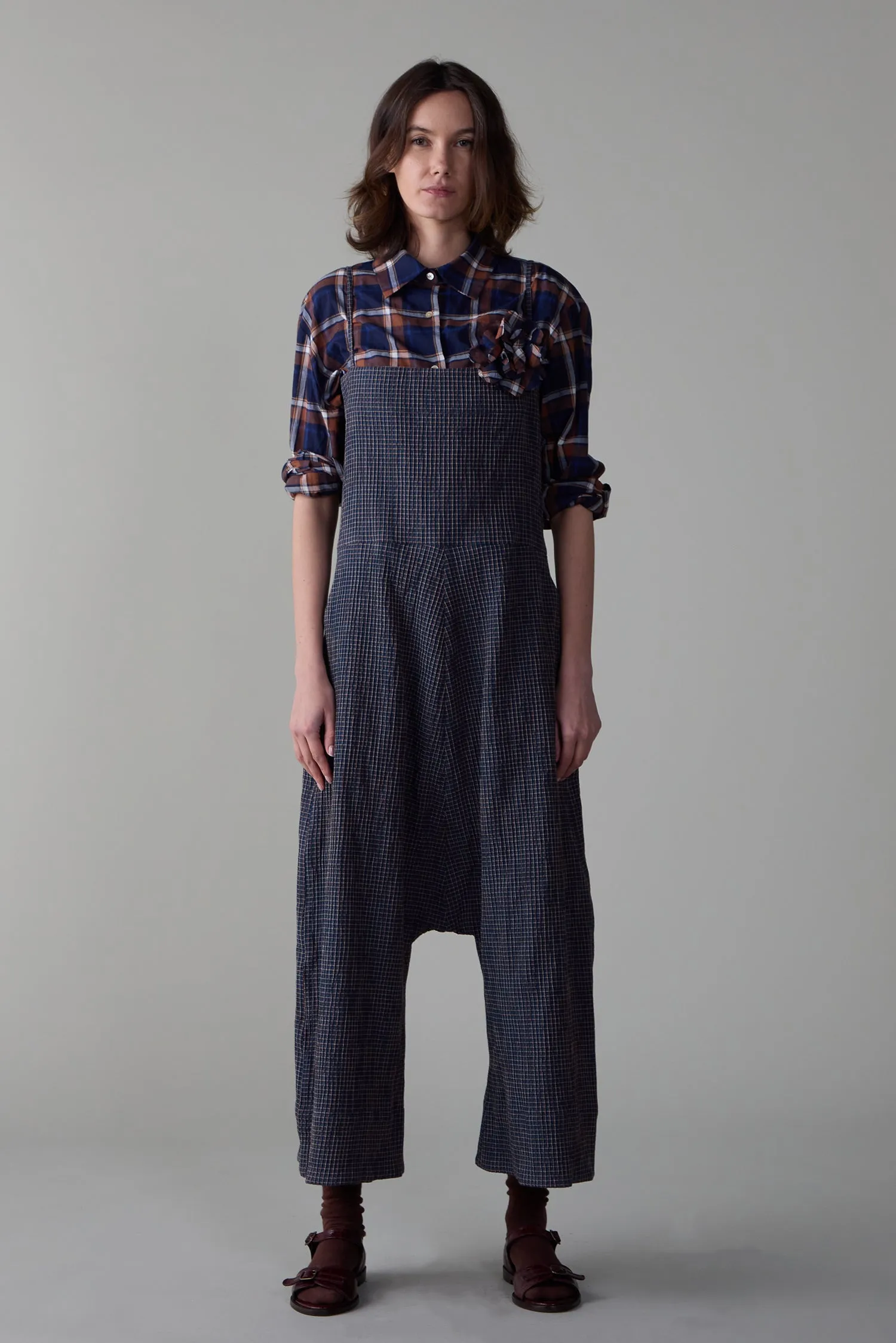 MALI JUMPSUIT | NAVY CHECK DOUBLE CLOTH sold by Caron Callahan product image thumbnail 5