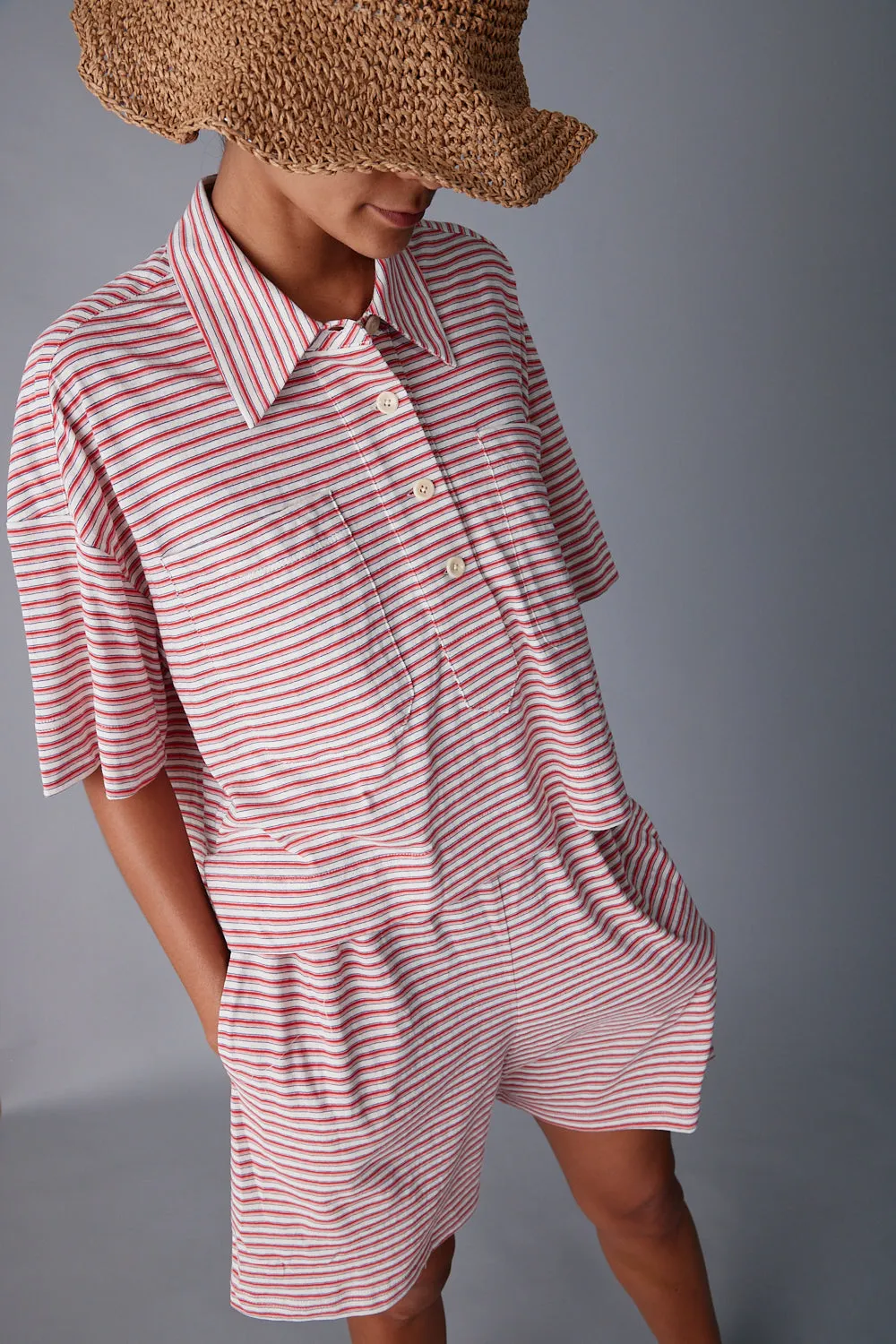 OLIVIA SHORT | PINK FINE STRIPE JERSEY sold by Caron Callahan product image thumbnail 5