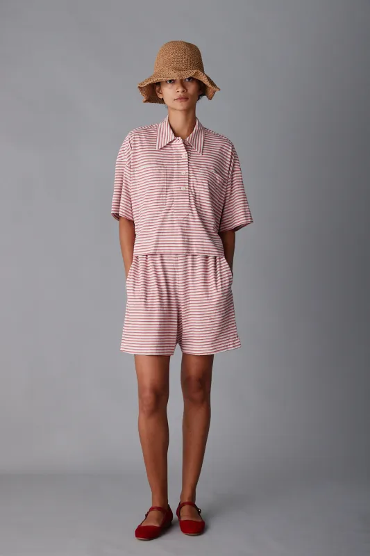 OLIVIA SHORT | PINK FINE STRIPE JERSEY sold by Caron Callahan