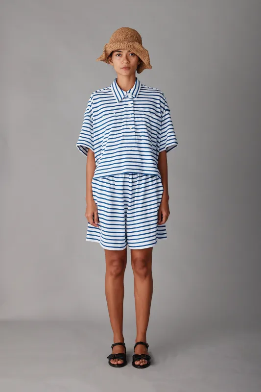 OLIVIA SHORT | BLUE & WHITE STRIPE JERSEY sold by Caron Callahan