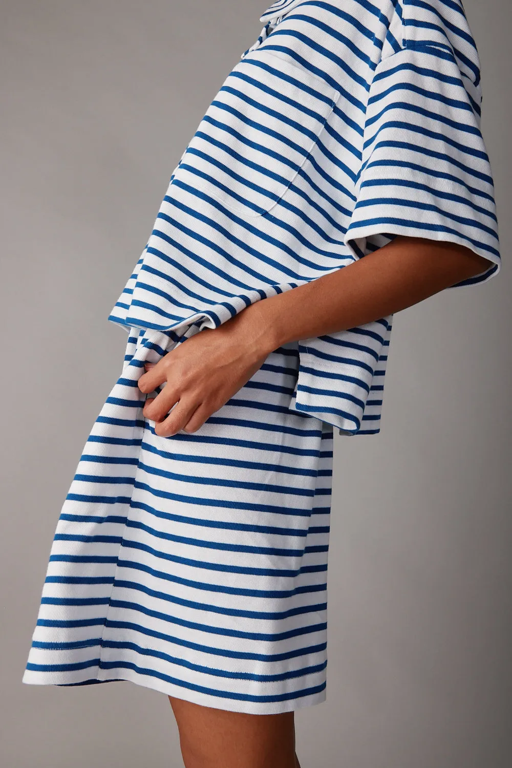OLIVIA SHORT | BLUE & WHITE STRIPE JERSEY sold by Caron Callahan product image thumbnail 3