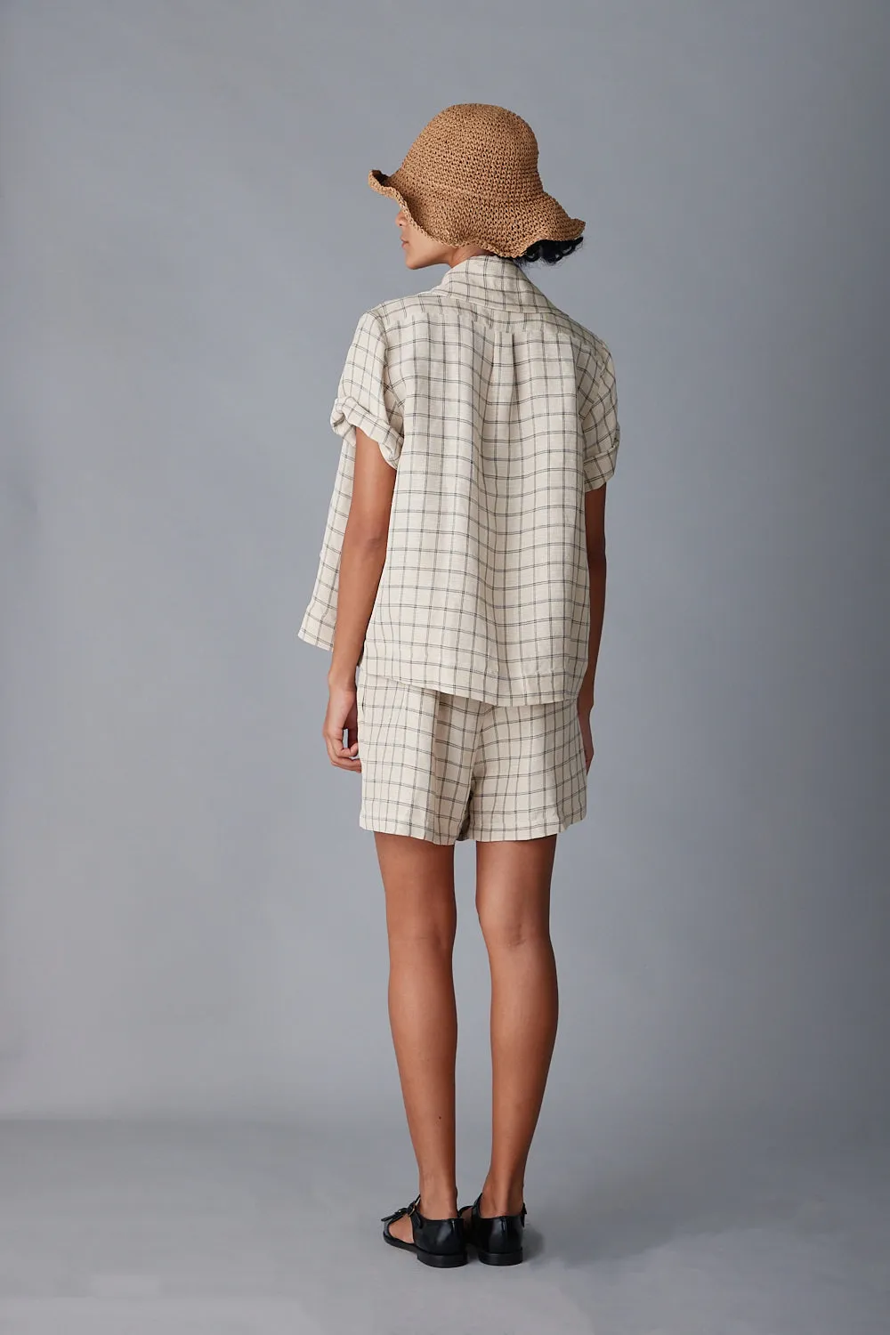 OLIVIA SHORT | CREAM WINDOWPANE PLAID sold by Caron Callahan product image thumbnail 5